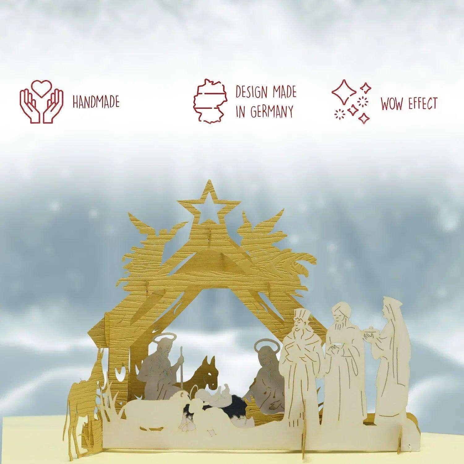 Pop Up Weihnachtskarte 3D - Weihnachtskrippe, Krippe, N422 LINPopUp N422