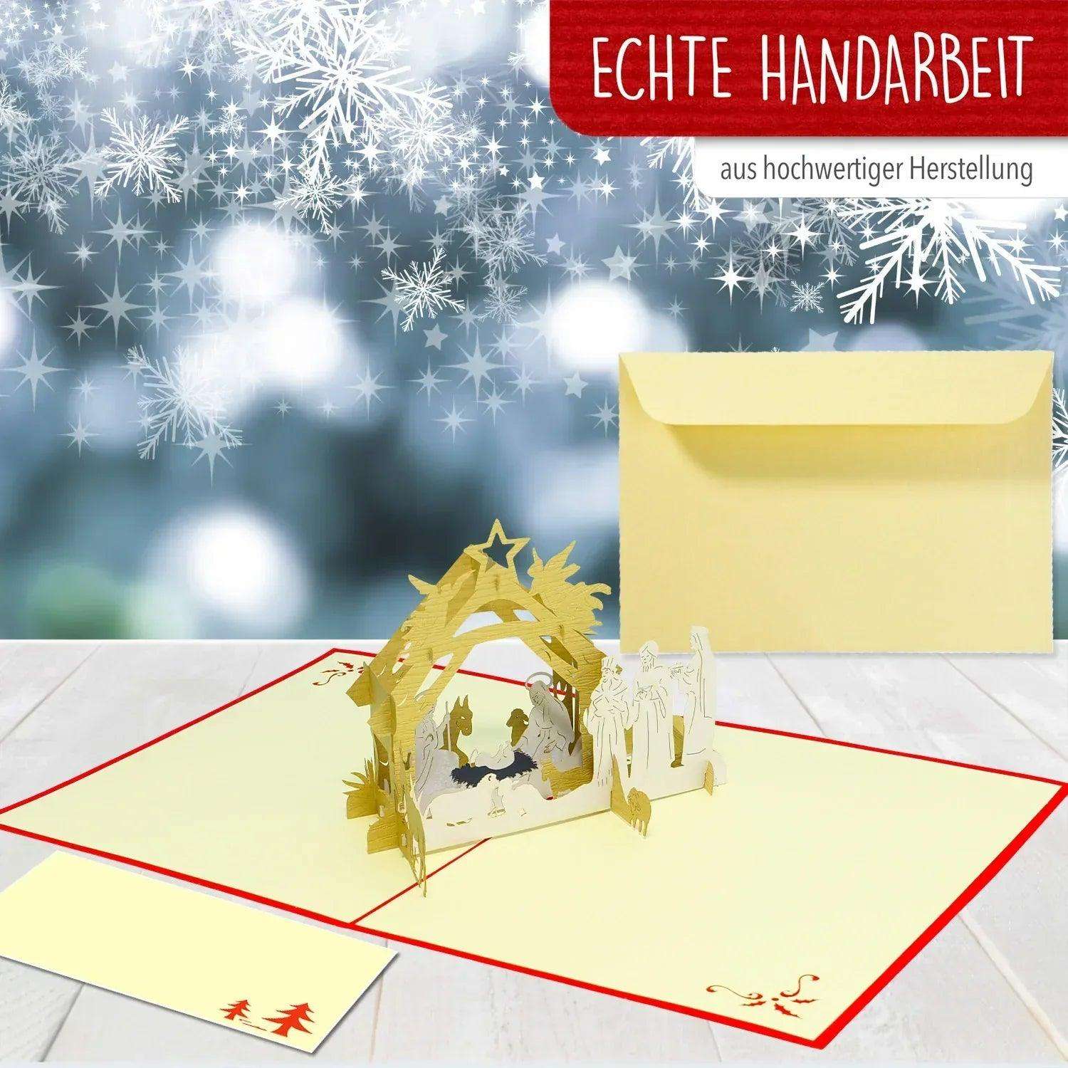 Pop Up Weihnachtskarte 3D - Weihnachtskrippe, Krippe, N458 LINPopUp N458
