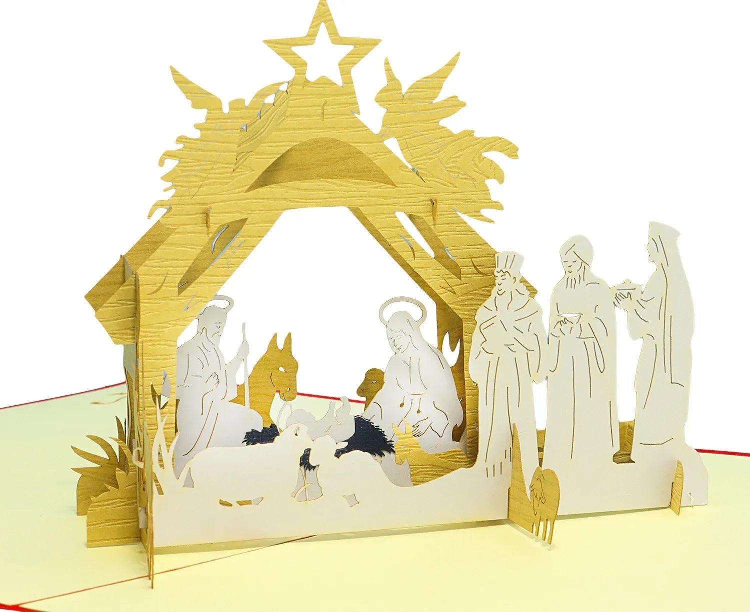 Pop Up Weihnachtskarte 3D - Weihnachtskrippe, Krippe, N458 LINPopUp N458
