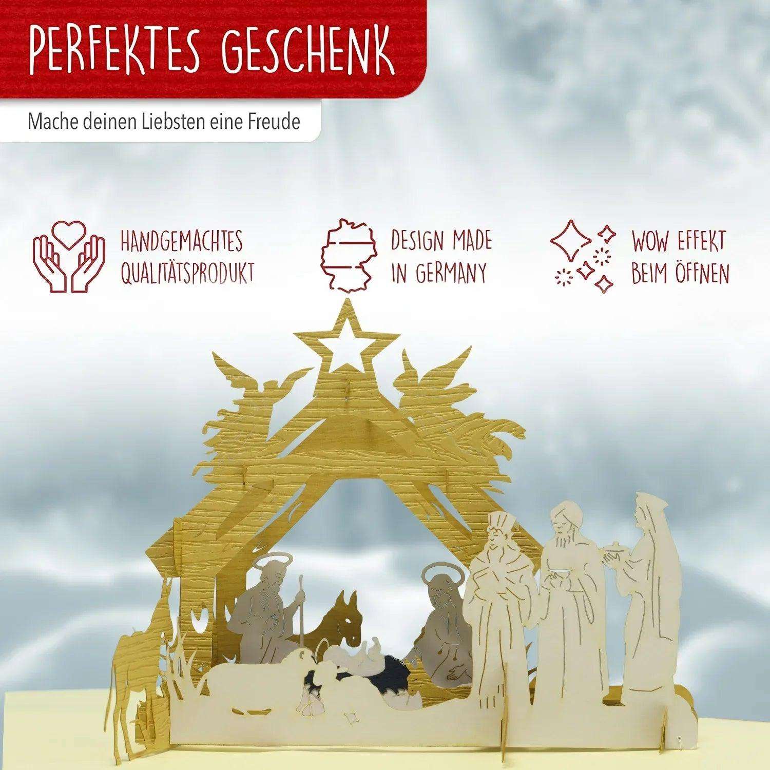 Pop Up Weihnachtskarte 3D - Weihnachtskrippe, Krippe, N458 LINPopUp N458