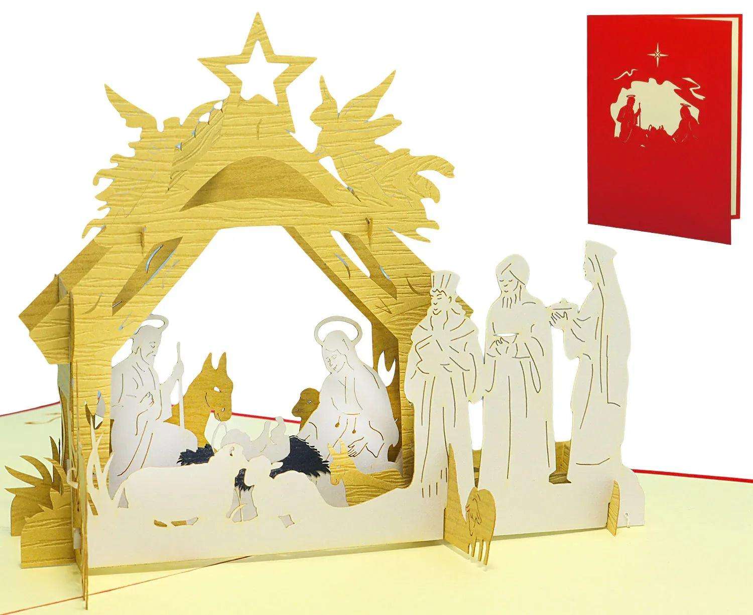 Pop Up Weihnachtskarte 3D - Weihnachtskrippe, Krippe, N458 LINPopUp N458