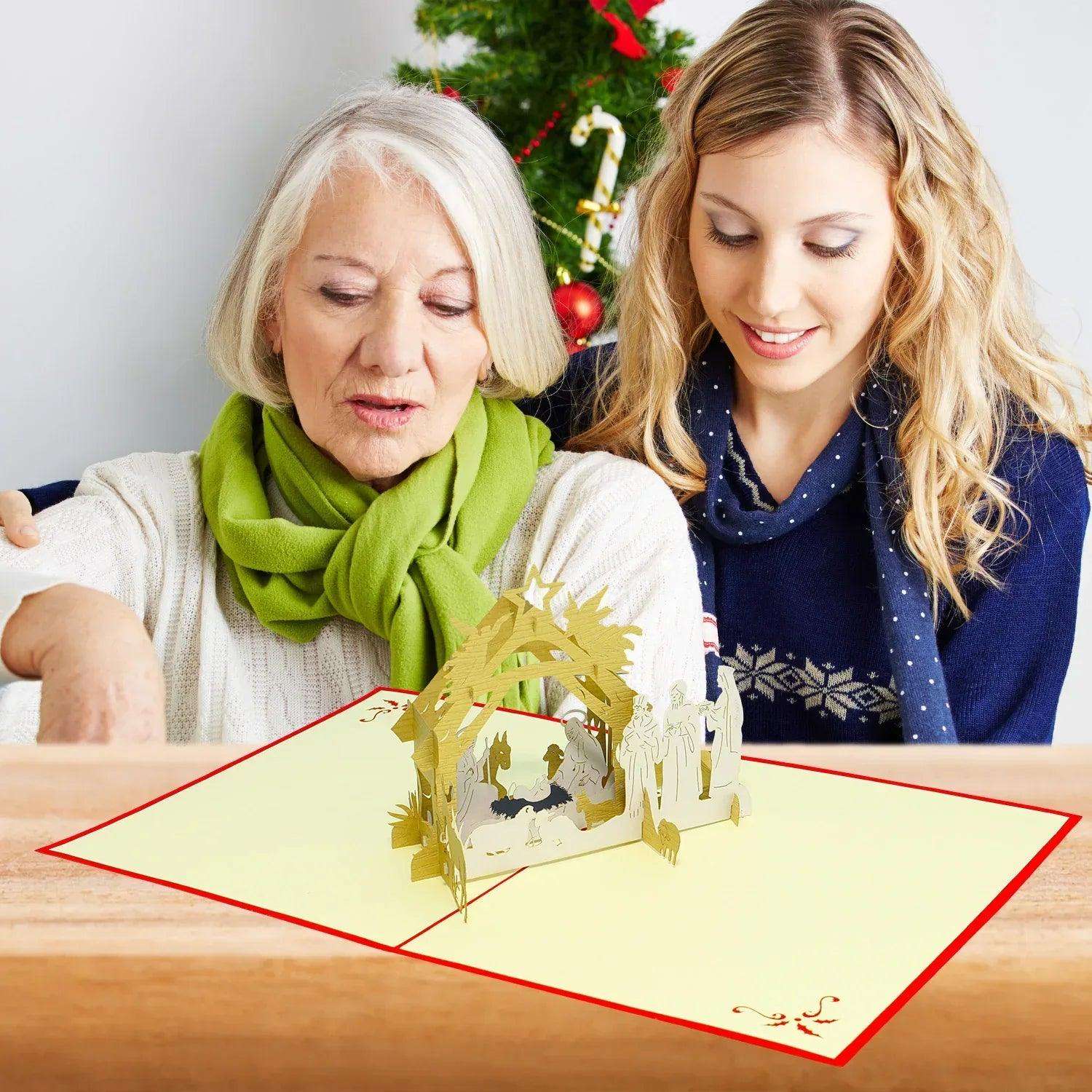 Pop Up Weihnachtskarte 3D - Weihnachtskrippe, Krippe, N458 LINPopUp N458
