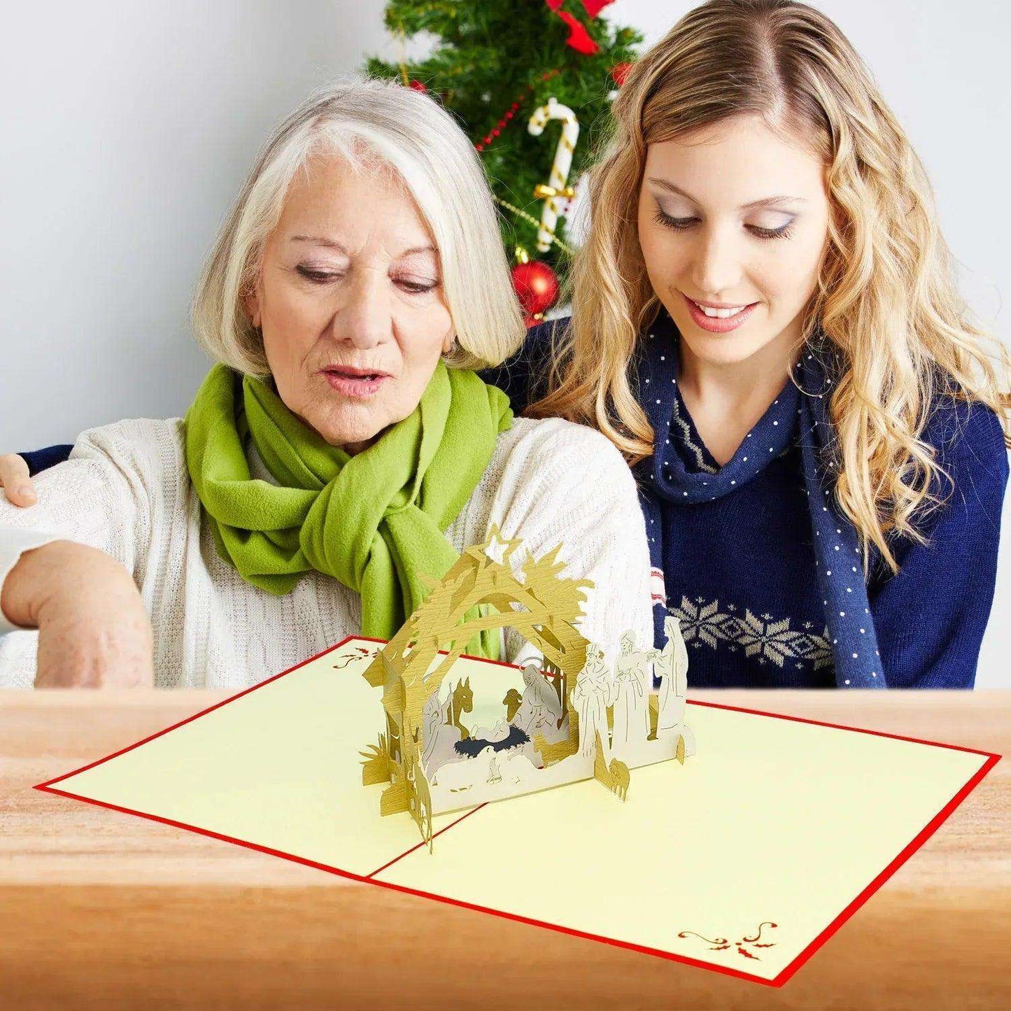 Pop Up Weihnachtskarte 3D - Weihnachtskrippe, Krippe, N458 - LINPopUp