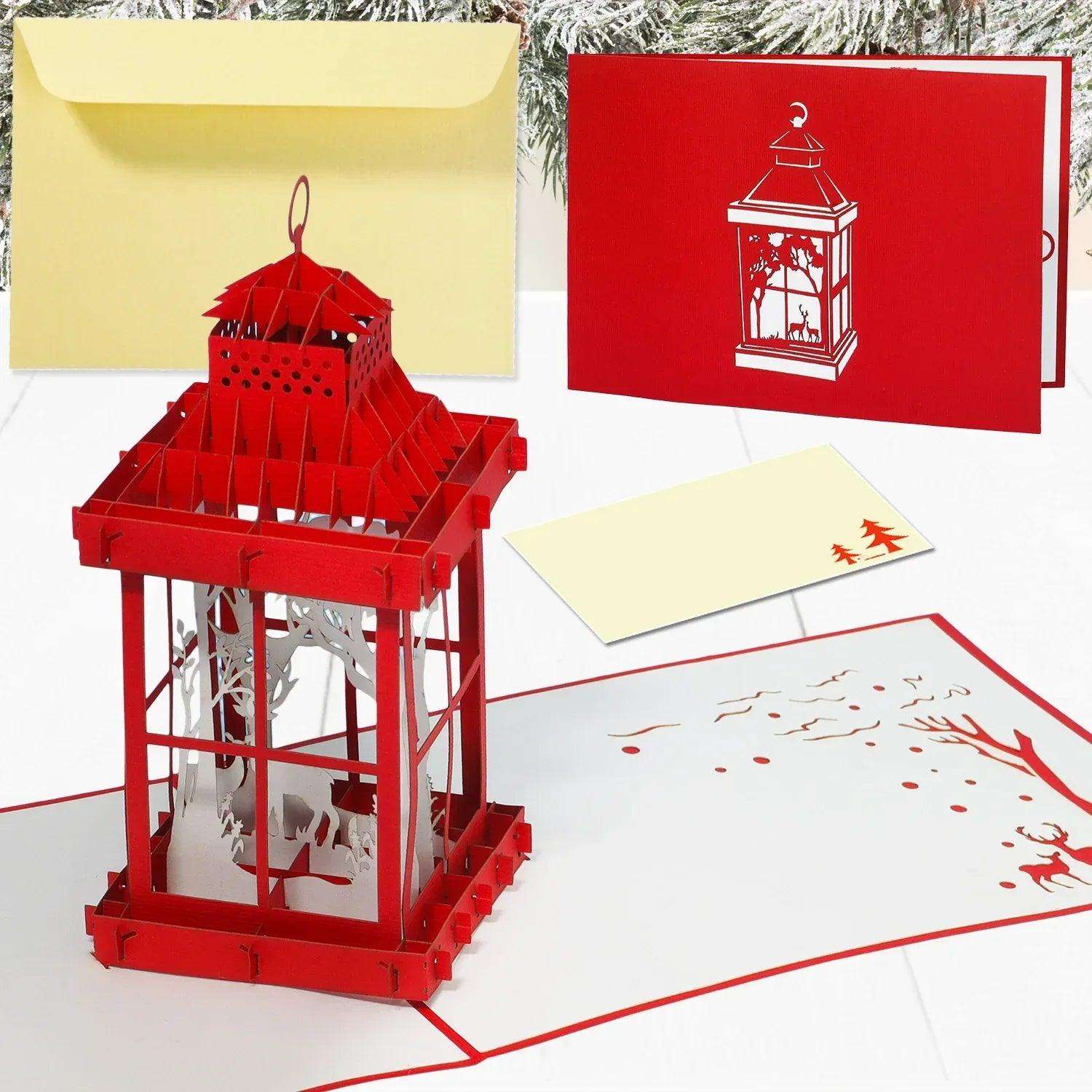 Pop Up Weihnachtskarte 3D - Weihnachtslaterne, Laterne, N444 LINPopUp N444