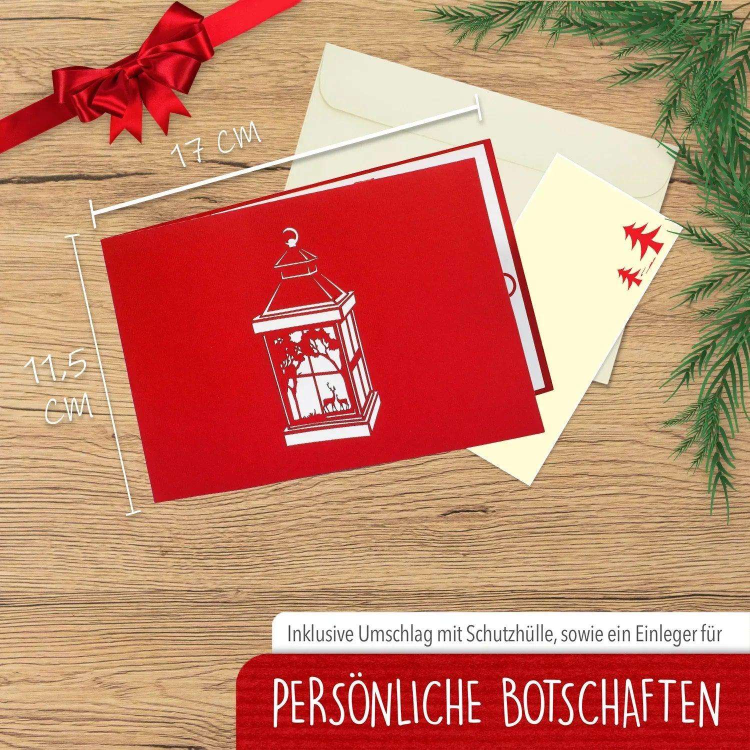 Pop Up Weihnachtskarte 3D - Weihnachtslaterne, Laterne, N444 LINPopUp N444