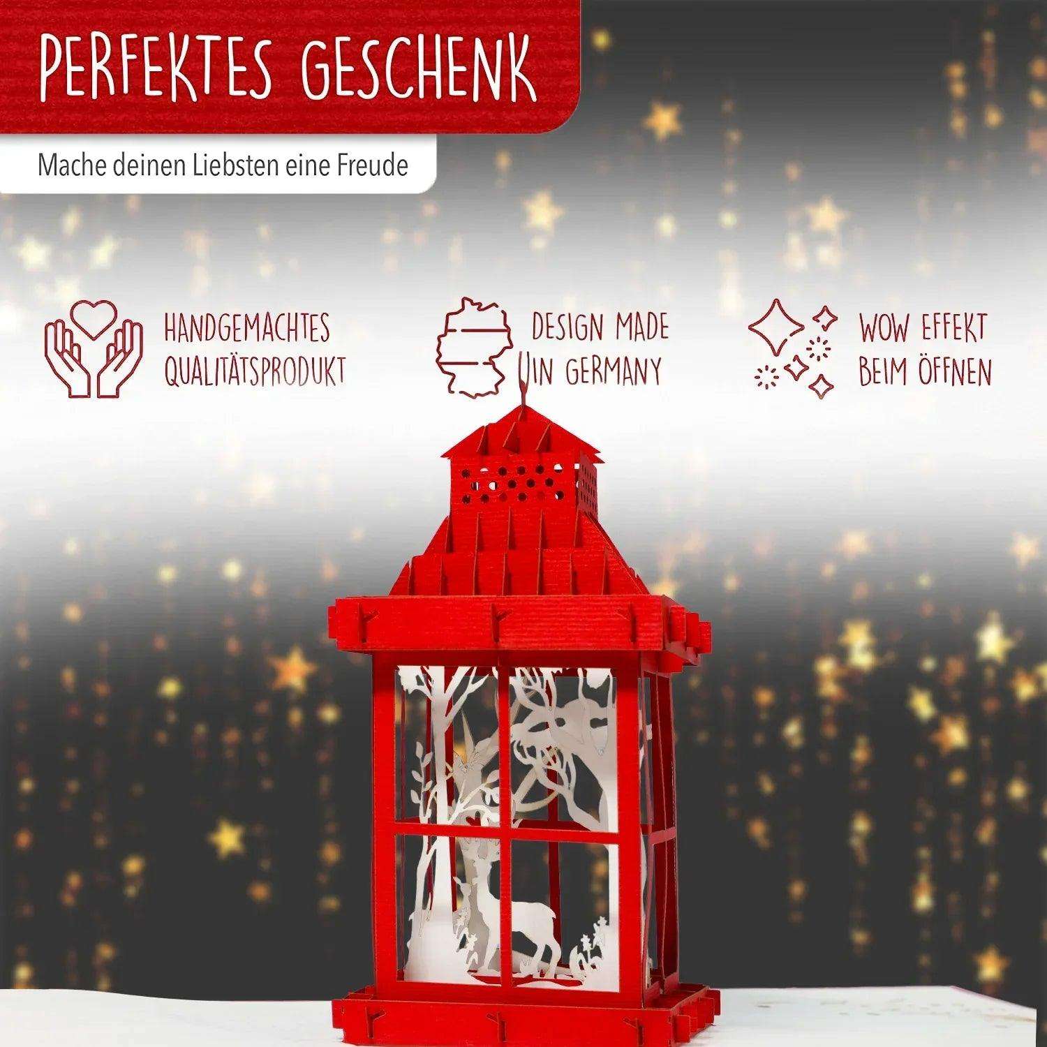 Pop Up Weihnachtskarte 3D - Weihnachtslaterne, Laterne, N444 LINPopUp N444