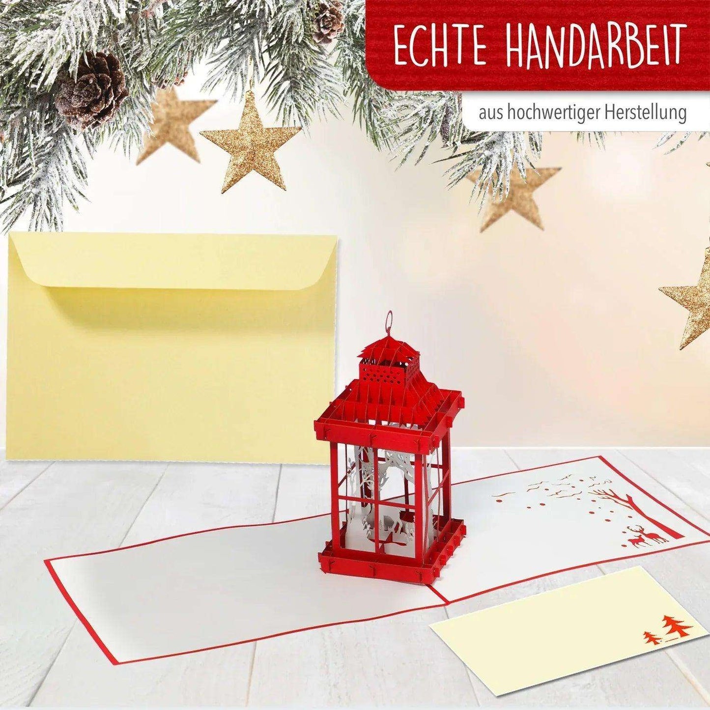 Pop Up Weihnachtskarte 3D - Weihnachtslaterne, Laterne, N444 - LINPopUp