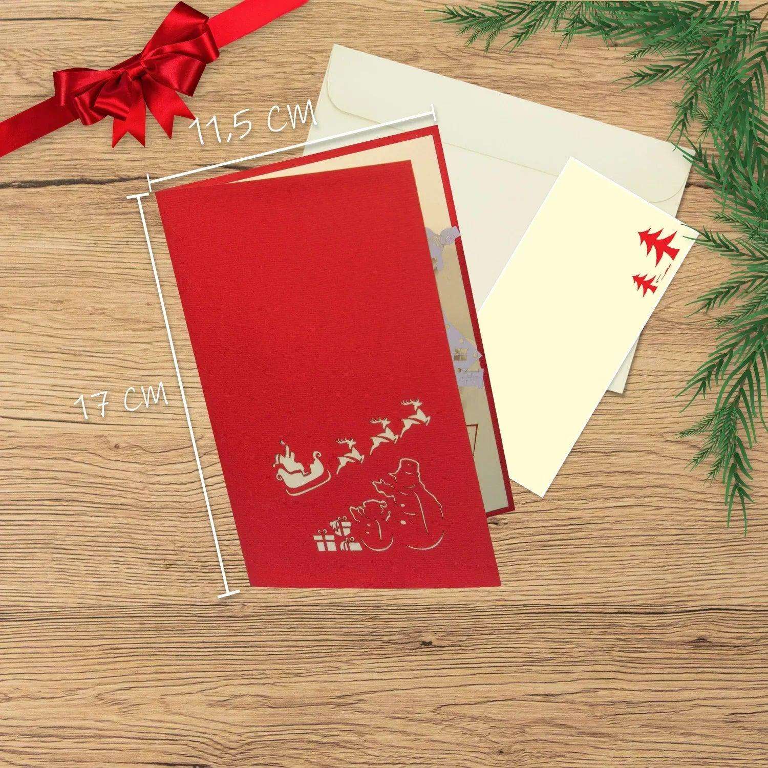 Pop Up Weihnachtskarte 3D - Weihnachtsmann, Elfe, Wichtel am Nordpol, N441 - LINPopUp
