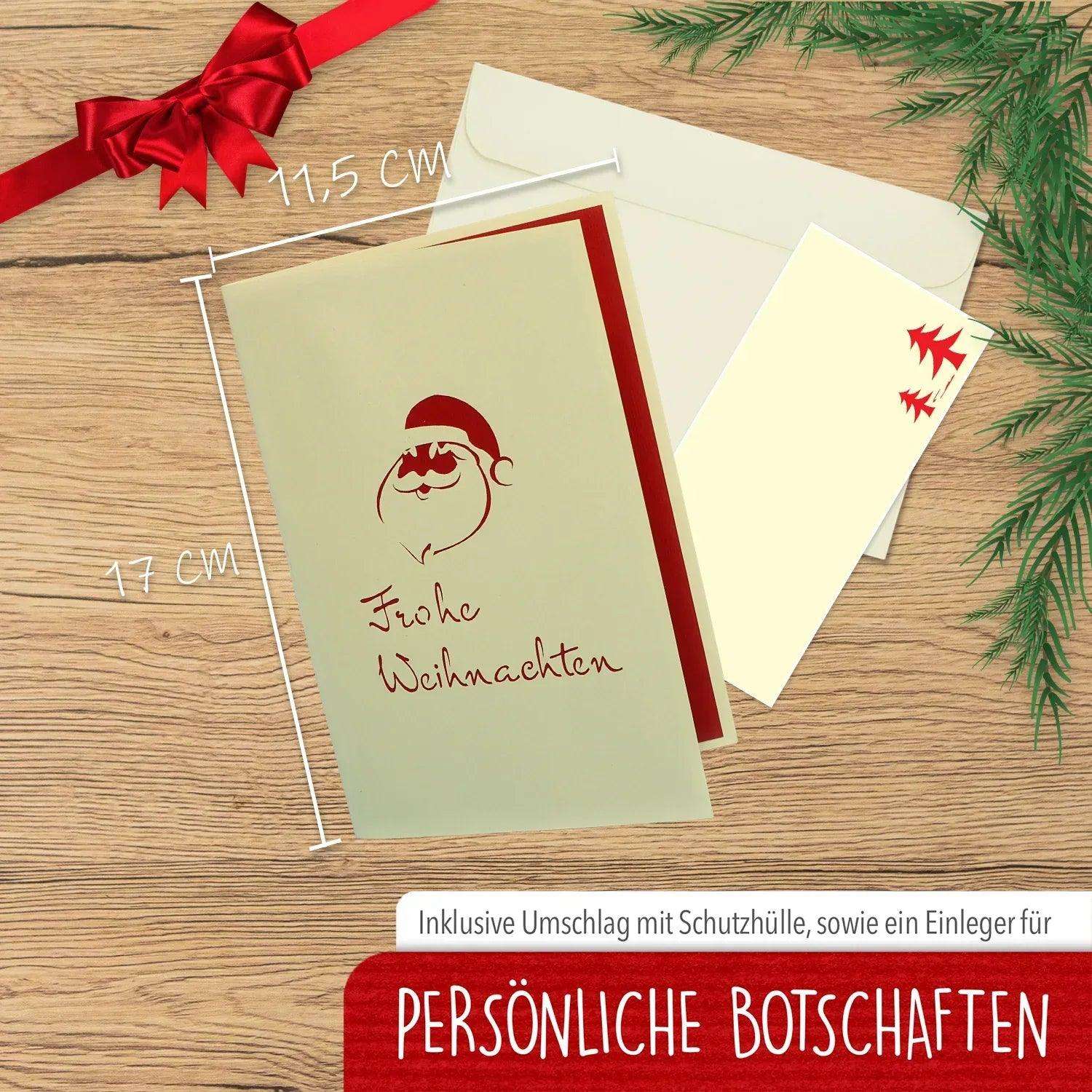Pop Up Weihnachtskarte 3D - Weihnachtsmann & Rentier, Schlitten, N403 LINPopUp N403