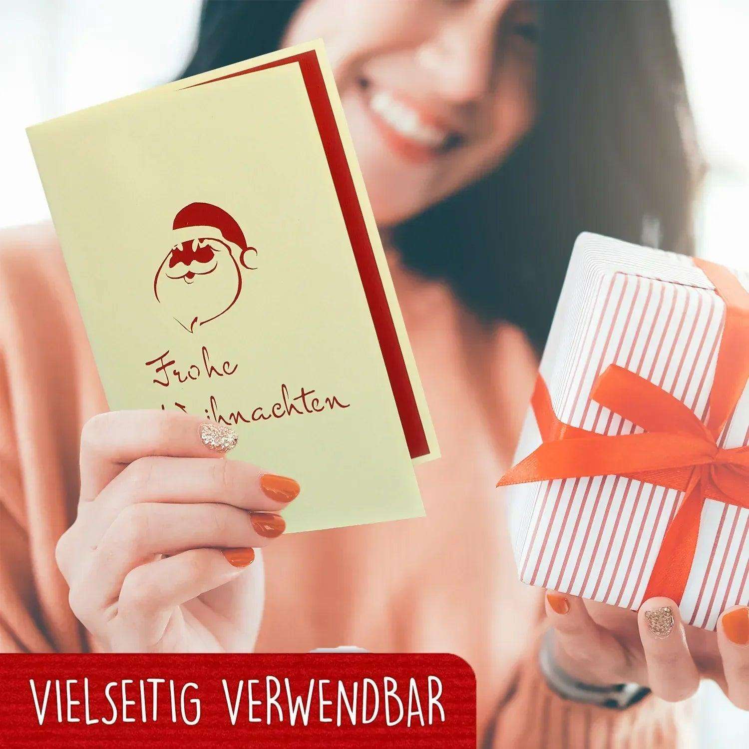 Pop Up Weihnachtskarte 3D - Weihnachtsmann & Rentier, Schlitten, N403 LINPopUp N403