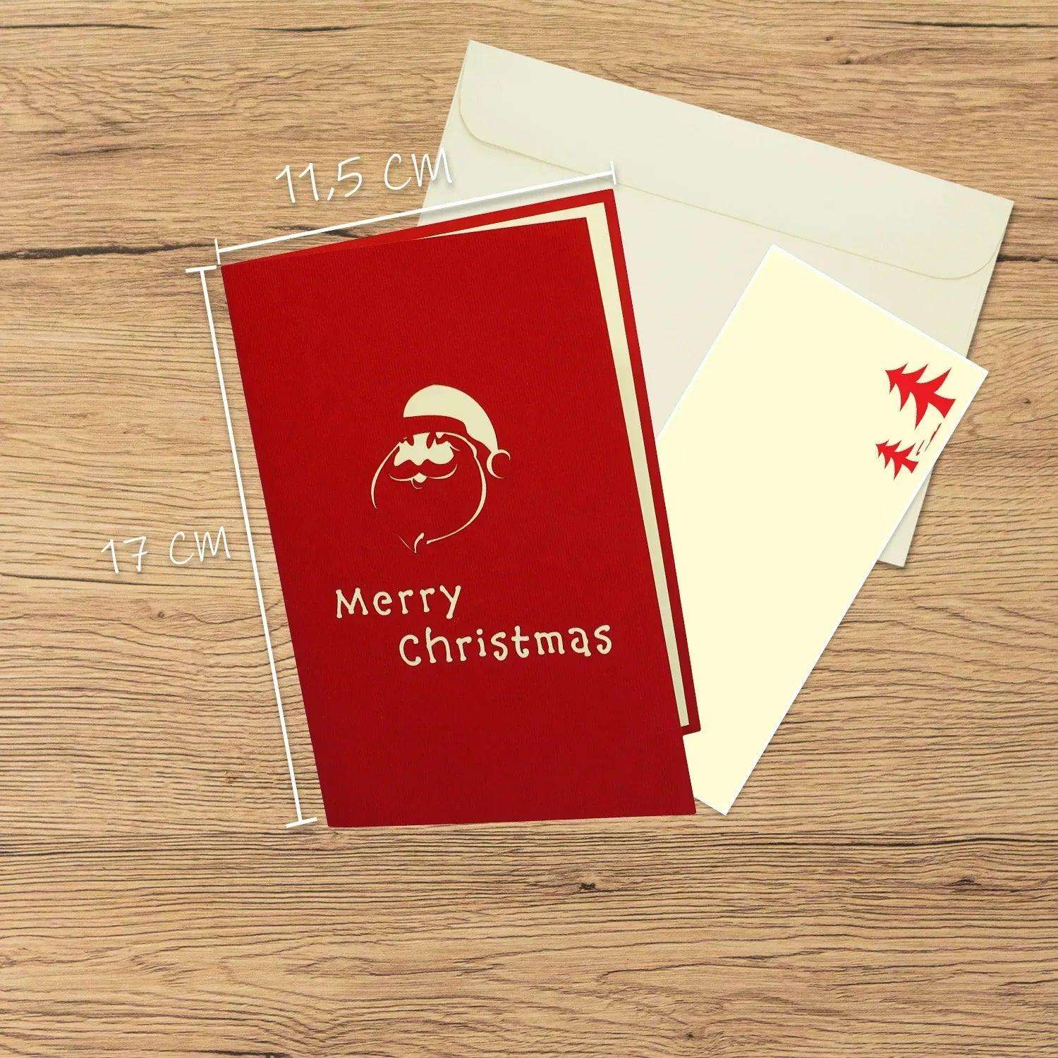 Pop Up Weihnachtskarte 3D - Weihnachtsmann & Rentier, Schlitten, N404 - LINPopUp
