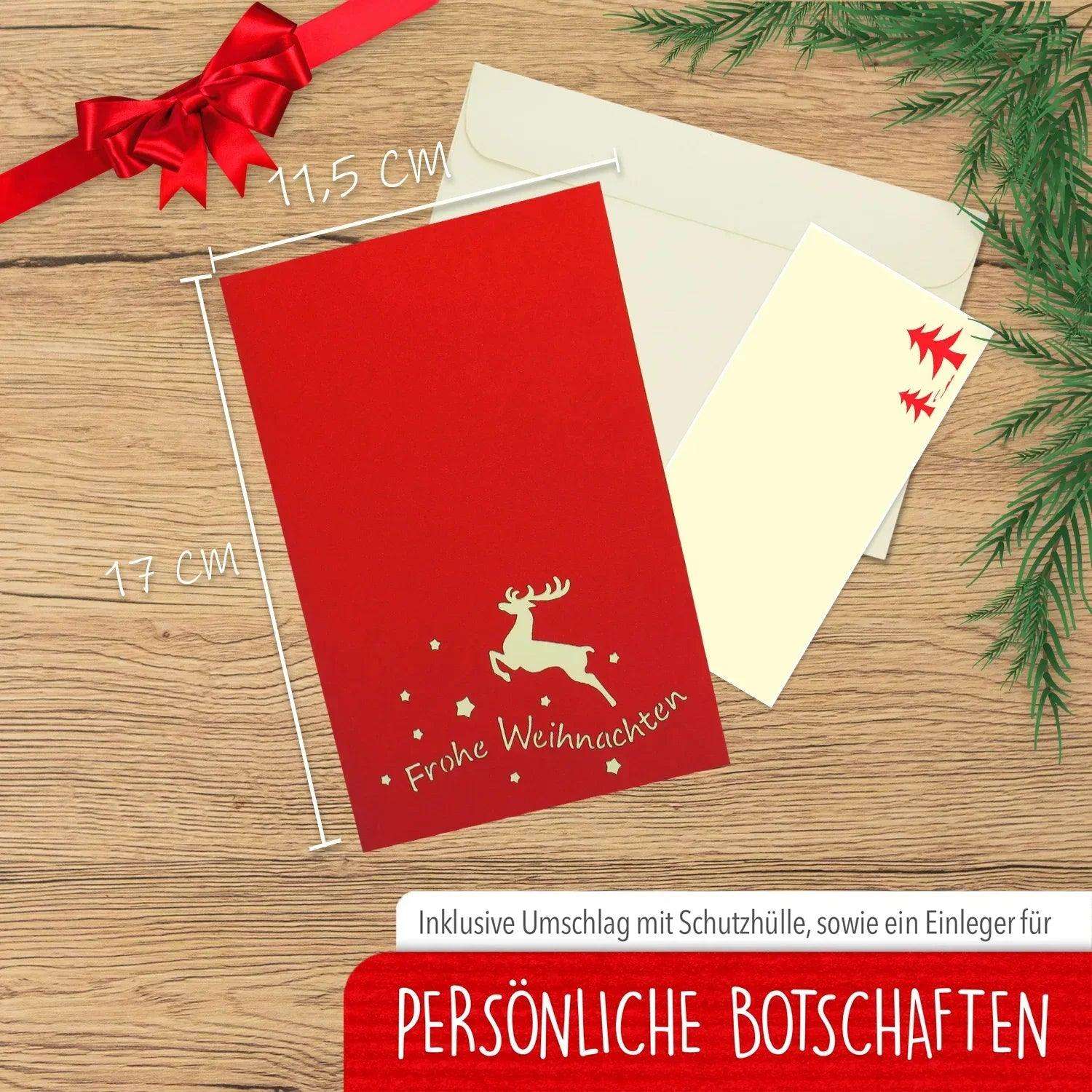 Pop Up Weihnachtskarte 3D - Weihnachtsmann im Schlitten, N420 - LINPopUp