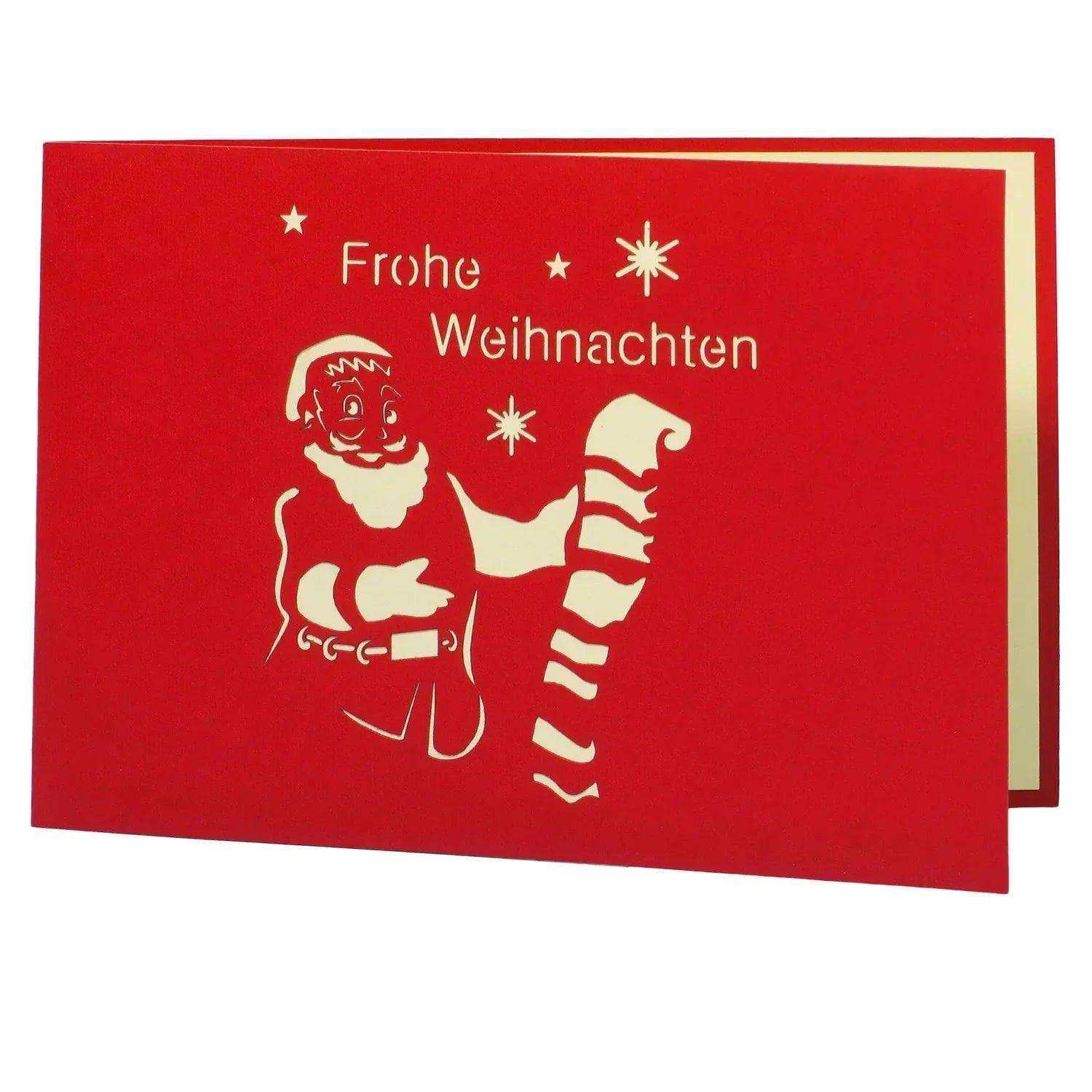 Pop Up Weihnachtskarte 3D - Weihnachtsmann im Schornstein, N434 - LINPopUp