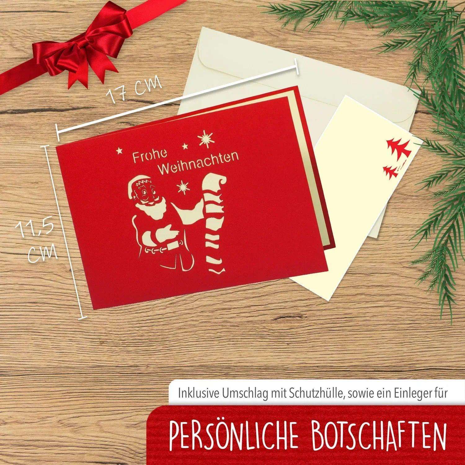 Pop Up Weihnachtskarte 3D - Weihnachtsmann im Schornstein, N434 - LINPopUp