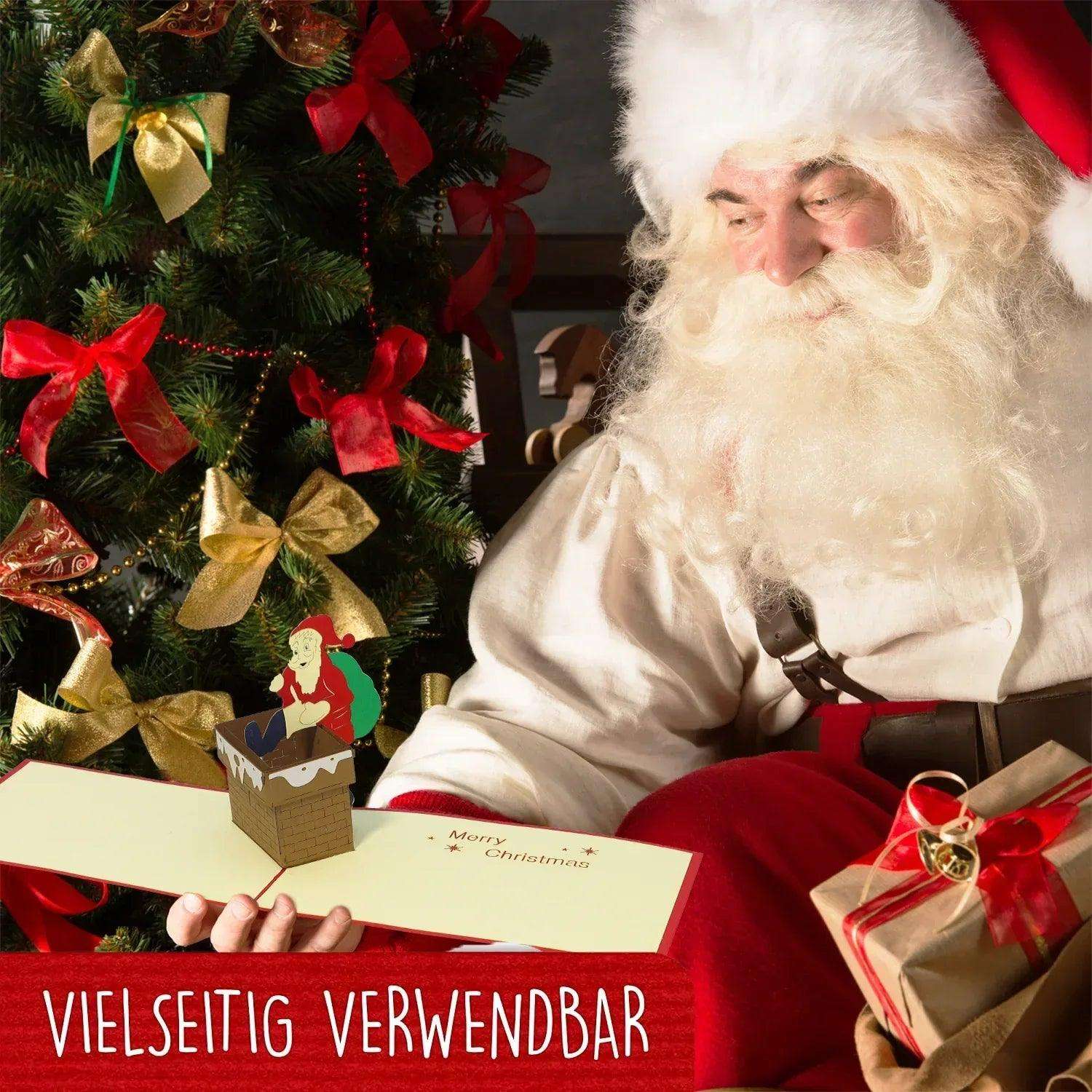 Pop Up Weihnachtskarte 3D - Weihnachtsmann im Schornstein, N435 LINPopUp N435