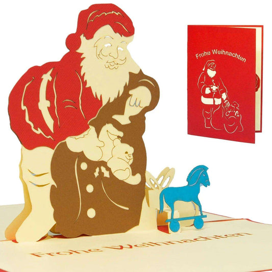 Pop Up Weihnachtskarte 3D - Weihnachtsmann mit Geschenken, N437 - LINPopUp