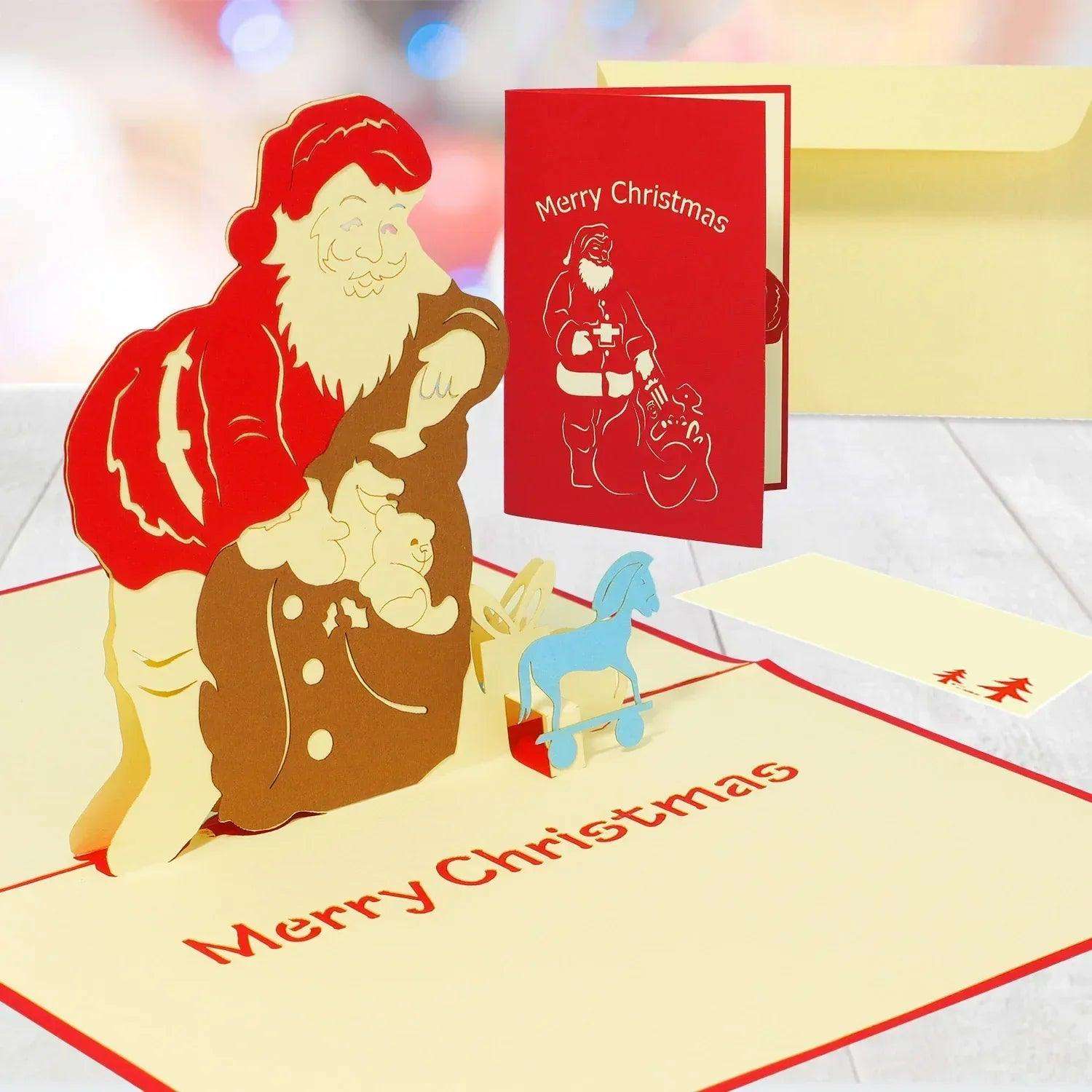 Pop Up Weihnachtskarte 3D - Weihnachtsmann mit Geschenken EN, N438 LINPopUp N438