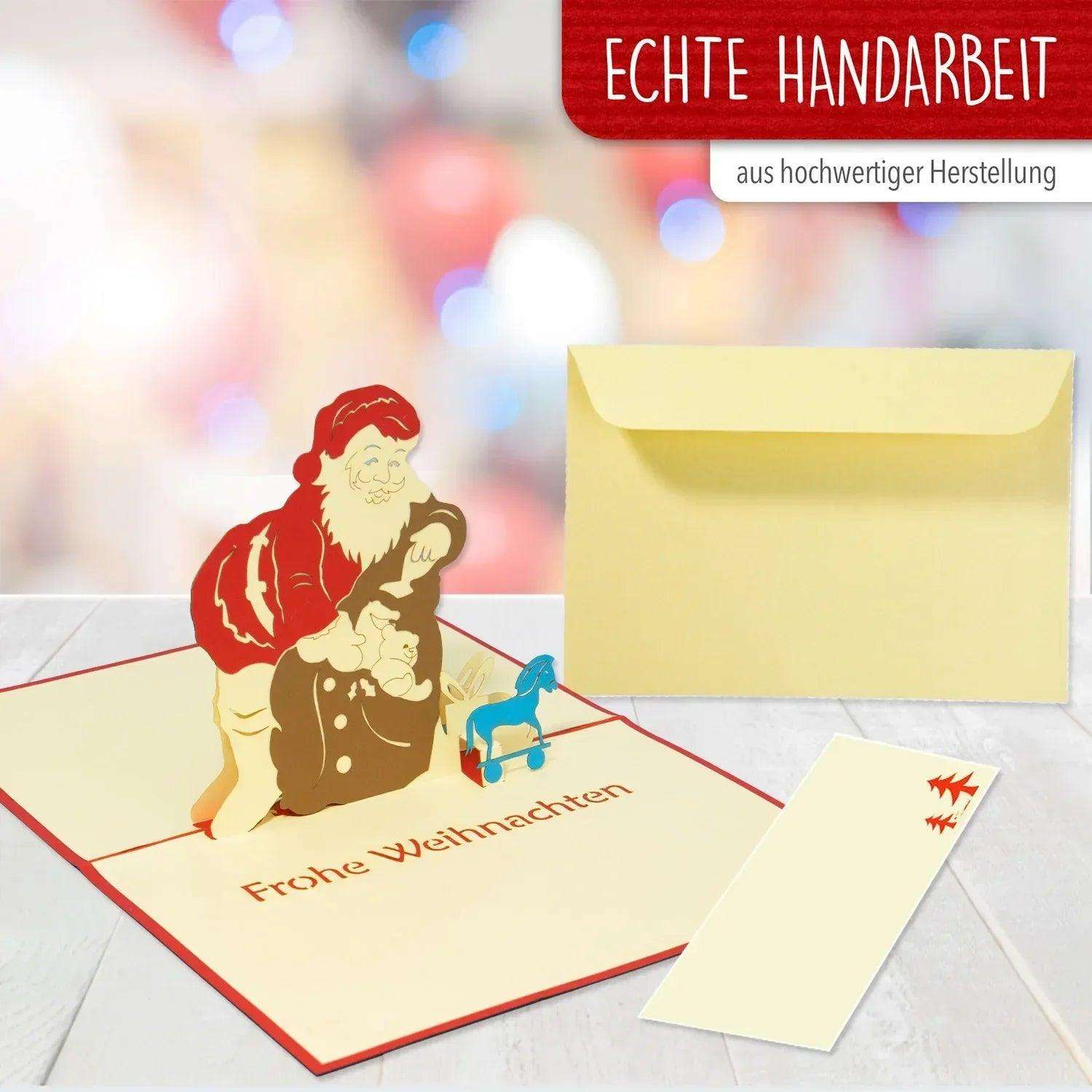 Pop Up Weihnachtskarte 3D - Weihnachtsmann mit Geschenken, N437 - LINPopUp