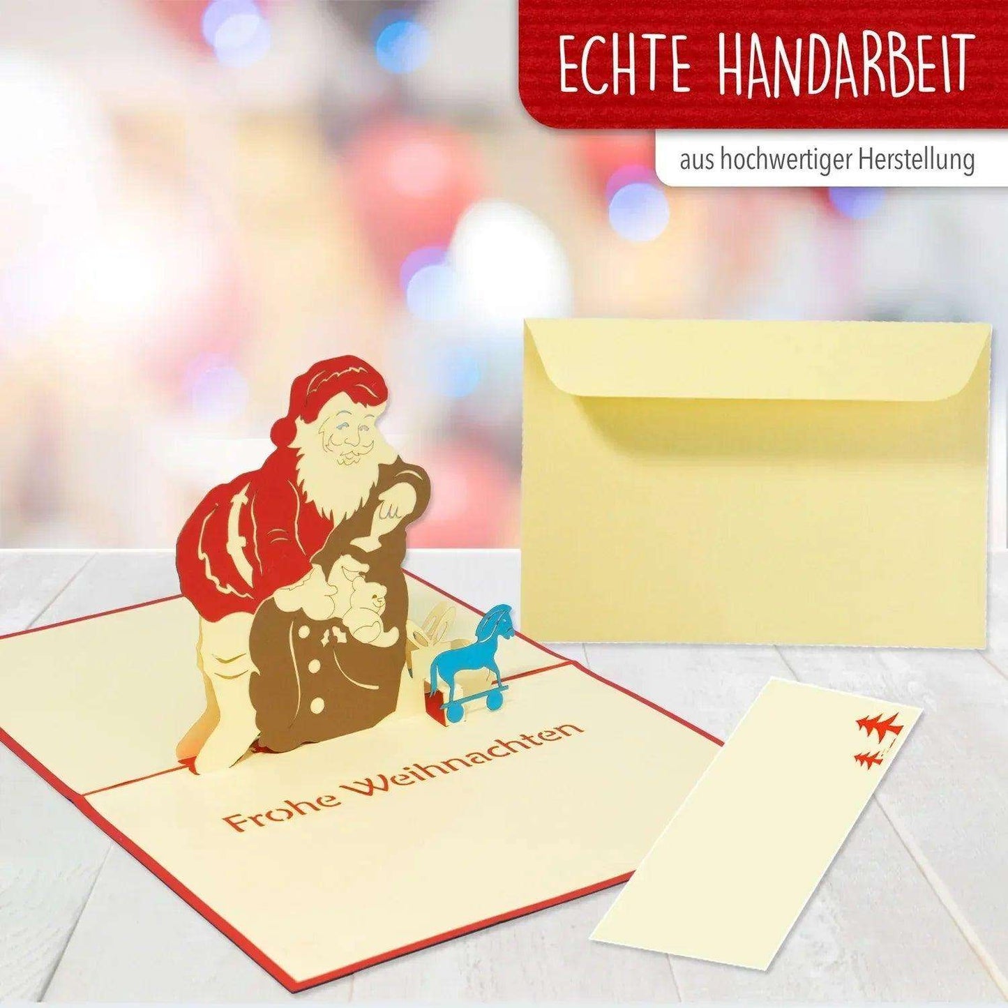 Pop Up Weihnachtskarte 3D - Weihnachtsmann mit Geschenken, N437 - LINPopUp
