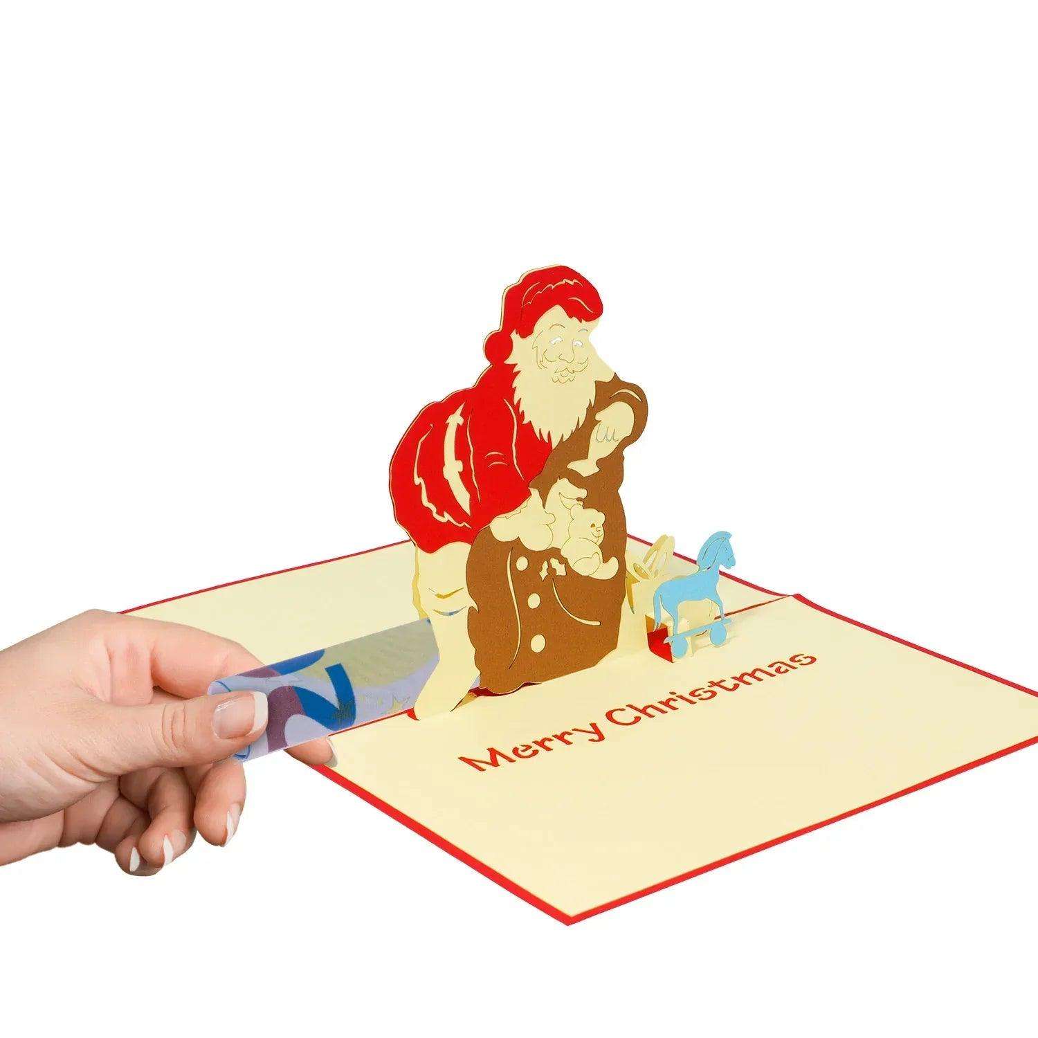 Pop Up Weihnachtskarte 3D - Weihnachtsmann mit Geschenken EN, N438 LINPopUp N438