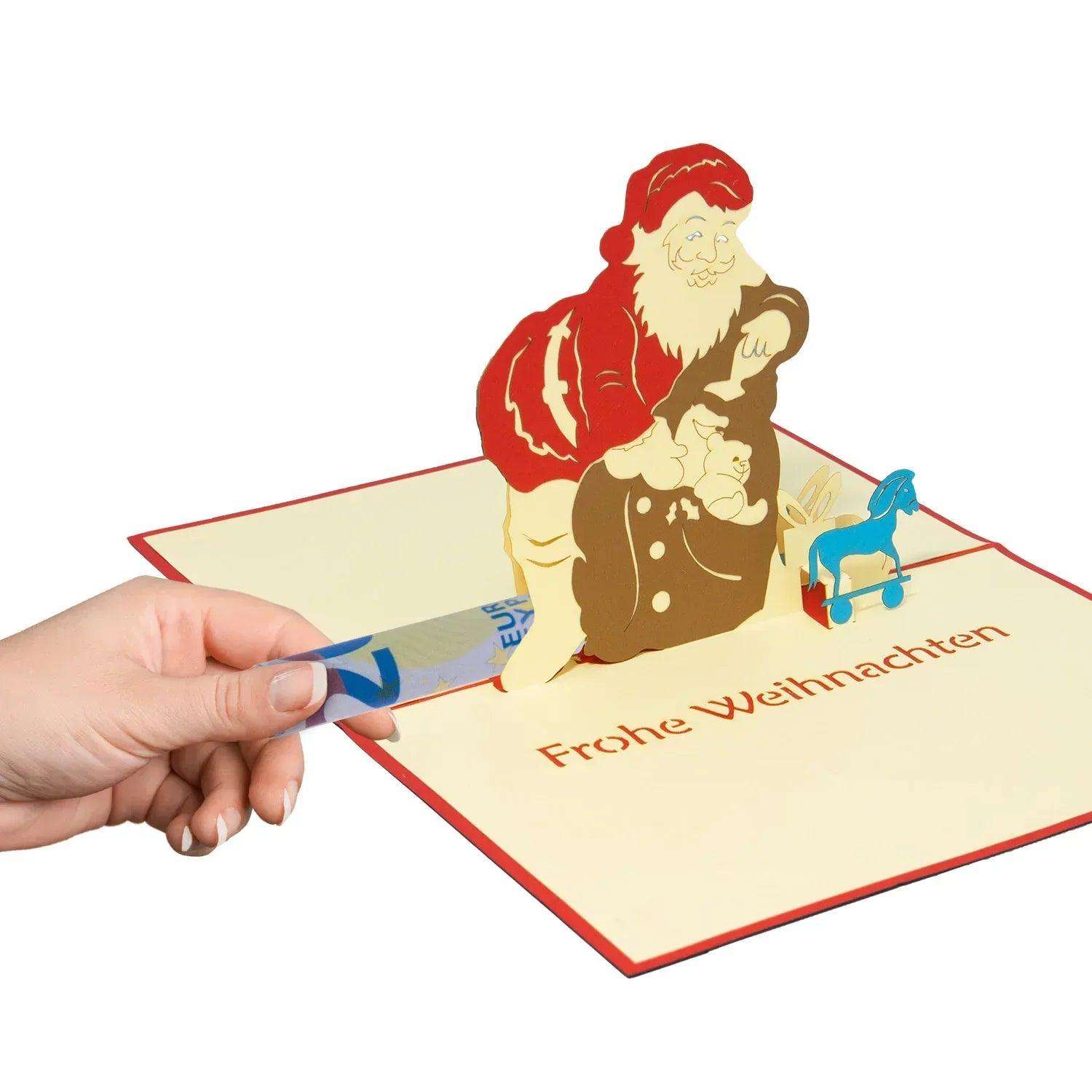 Pop Up Weihnachtskarte 3D - Weihnachtsmann mit Geschenken, N437 - LINPopUp