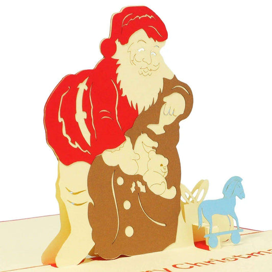 Pop Up Weihnachtskarte 3D - Weihnachtsmann mit Geschenken EN, N438 - LINPopUp