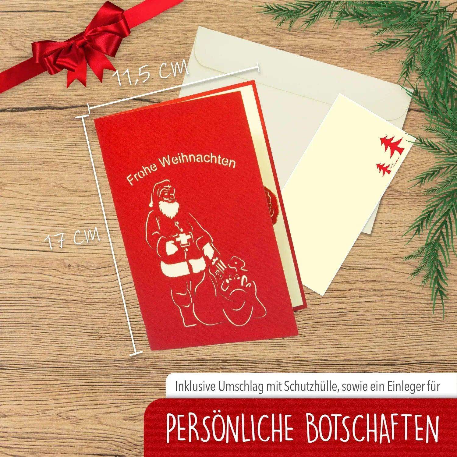 Pop Up Weihnachtskarte 3D - Weihnachtsmann mit Geschenken, N437 - LINPopUp