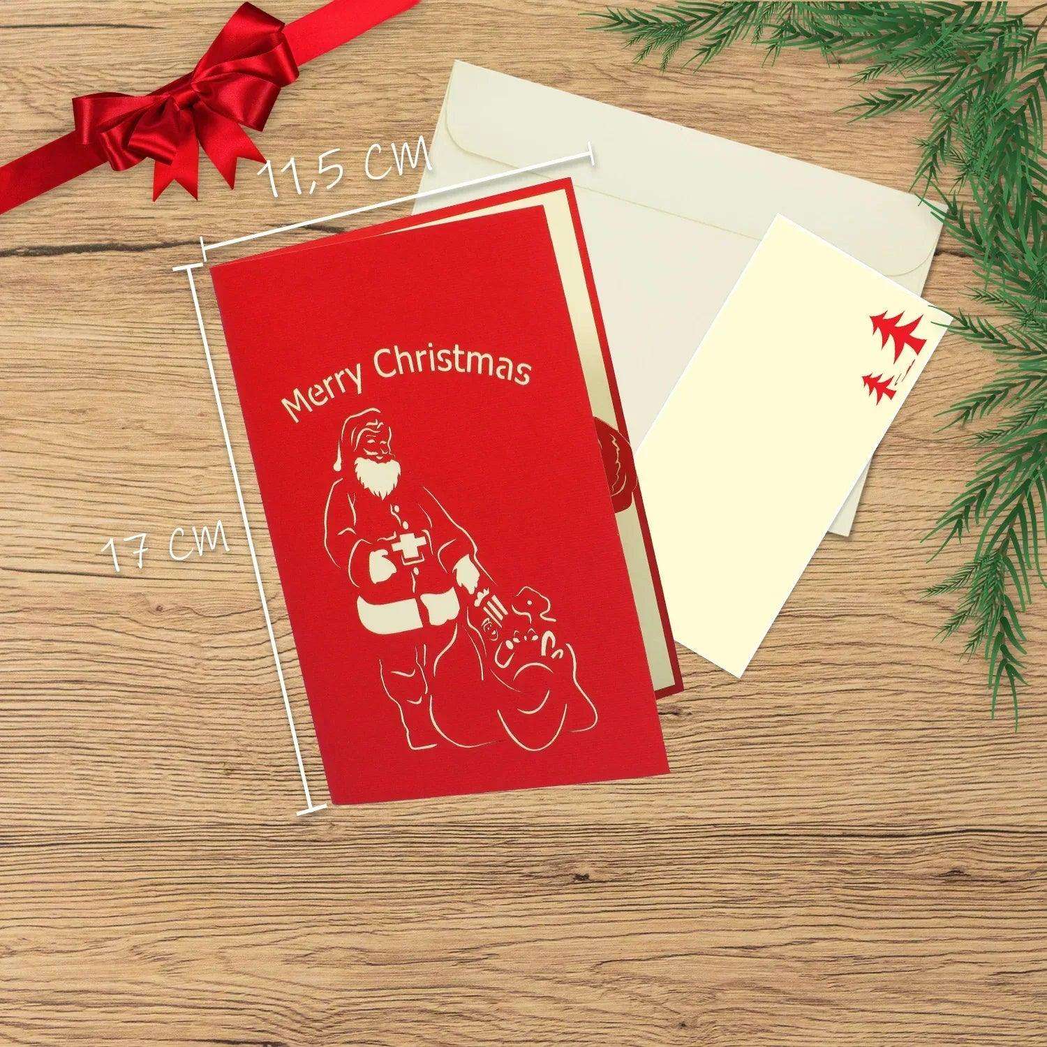 Pop Up Weihnachtskarte 3D - Weihnachtsmann mit Geschenken EN, N438 LINPopUp N438