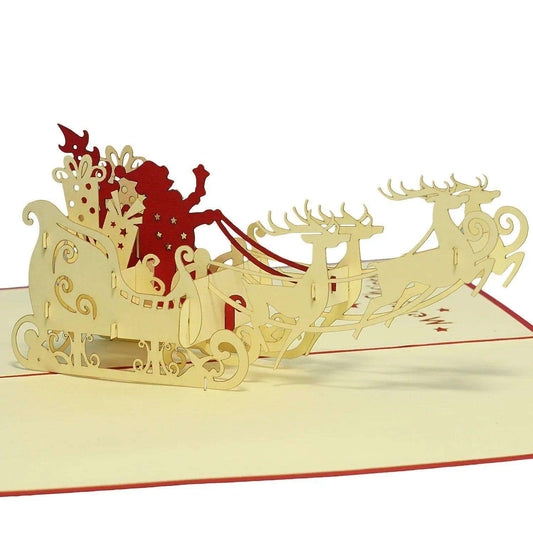 Pop Up Weihnachtskarte 3D - Weihnachtsmann mit Schlitten (EN), N419 - LINPopUp