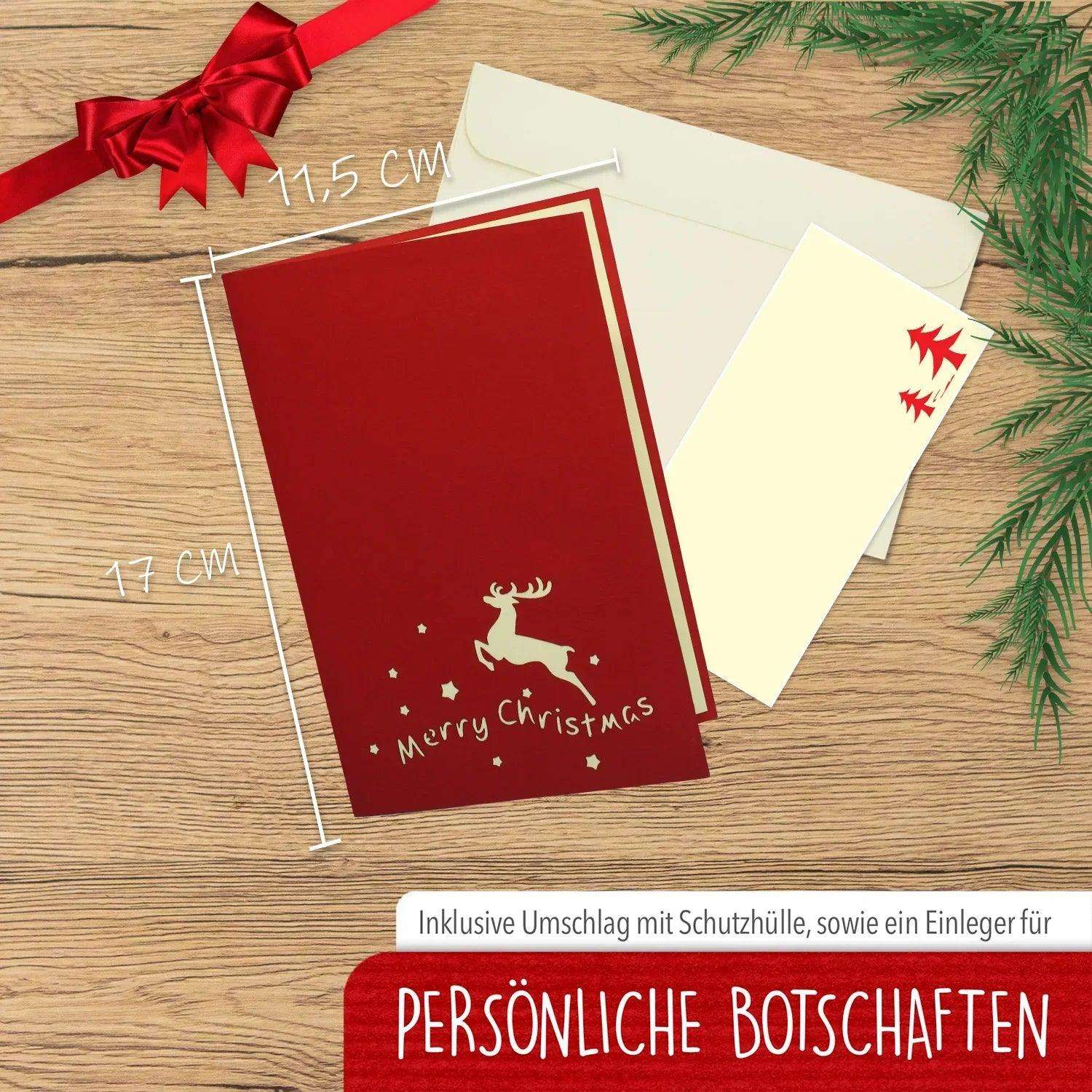 Pop Up Weihnachtskarte 3D - Weihnachtsmann mit Schlitten (EN), N419 - LINPopUp