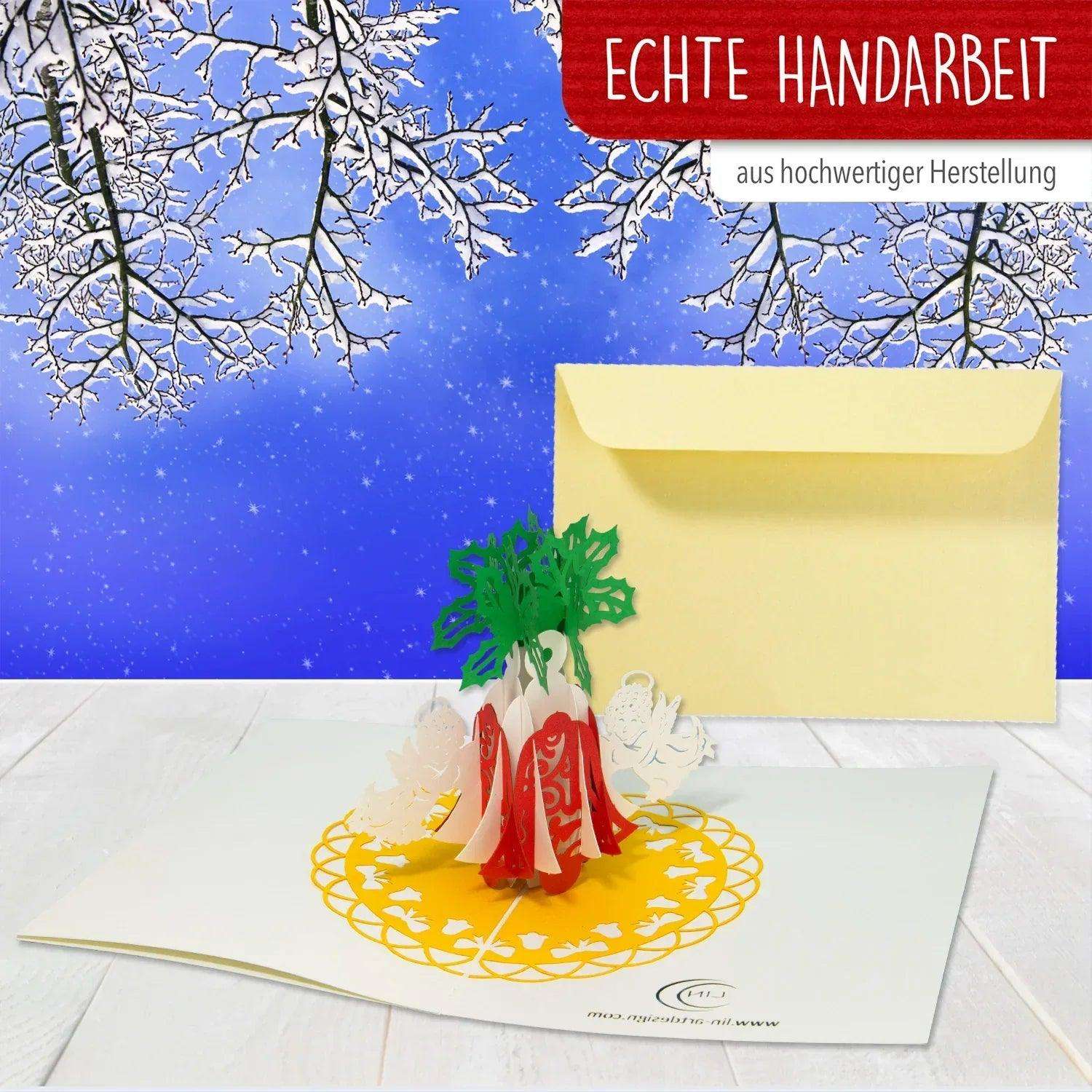 Pop Up Weihnachtskarte 3D Deluxe - Weihnachtsglocken, N704 - LINPopUp