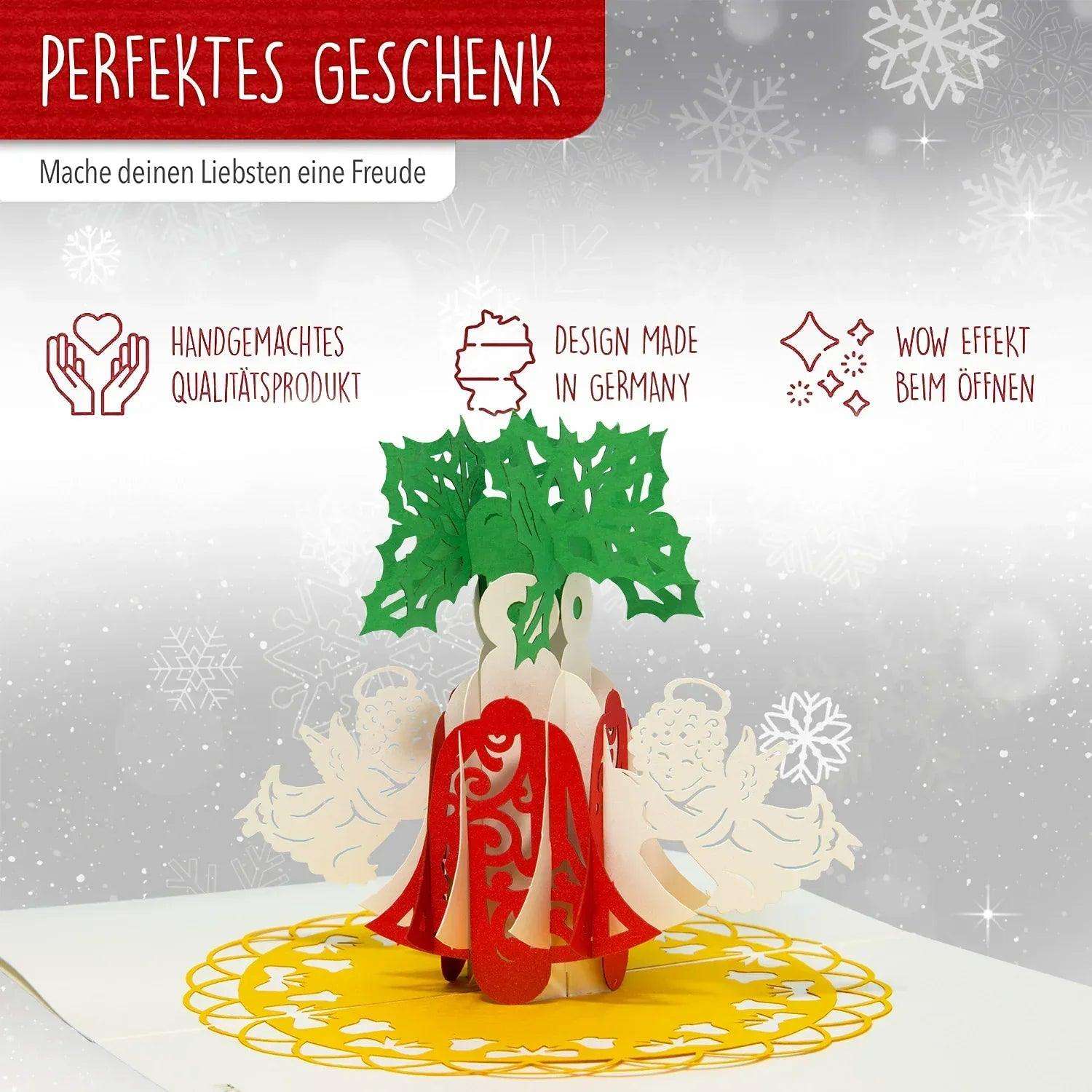 Pop Up Weihnachtskarte 3D Deluxe - Weihnachtsglocken, N704 - LINPopUp