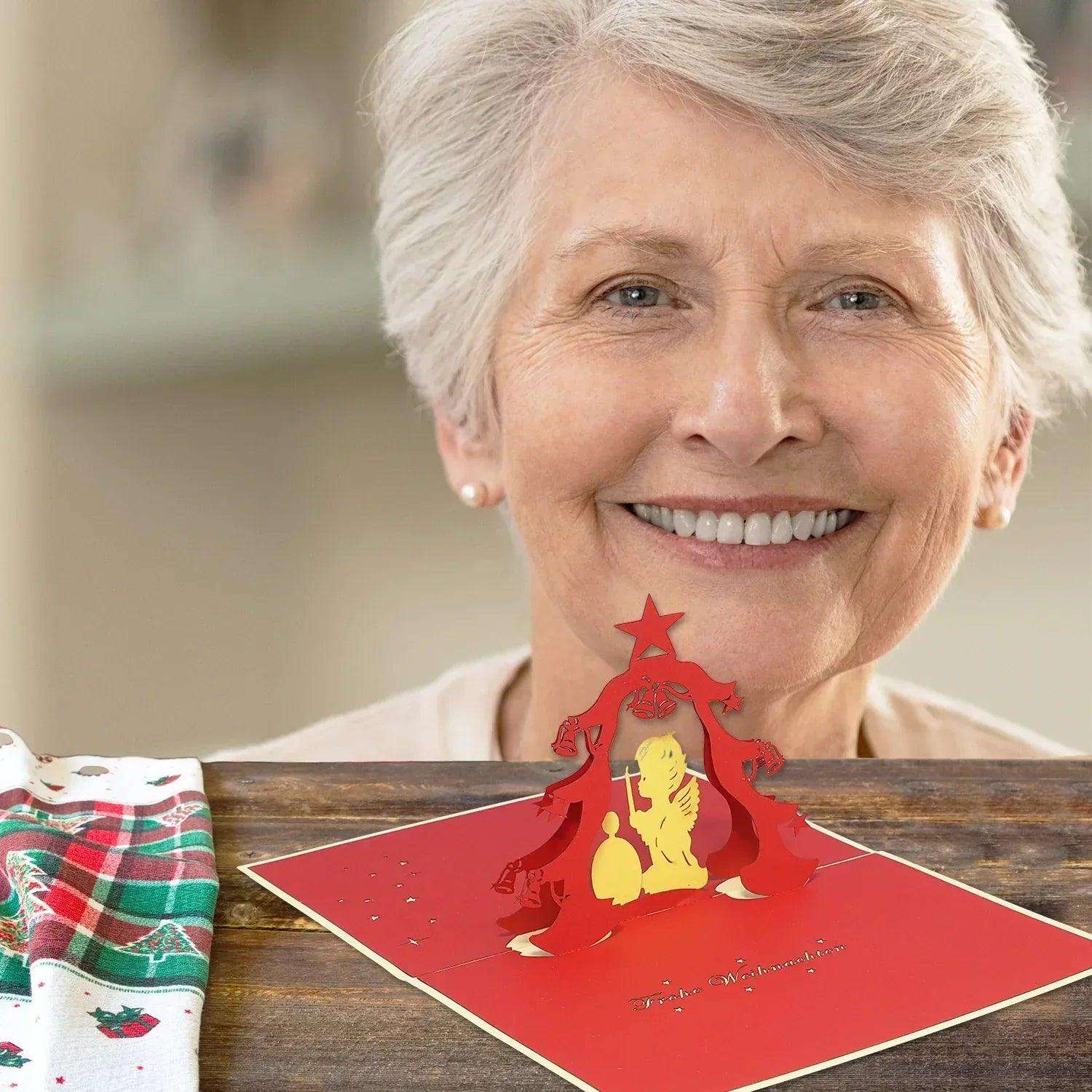 Pop Up Weihnachtskarte 3D - Christkind, Engel, Weihnachtsbaum, N402 LINPopUp N402
