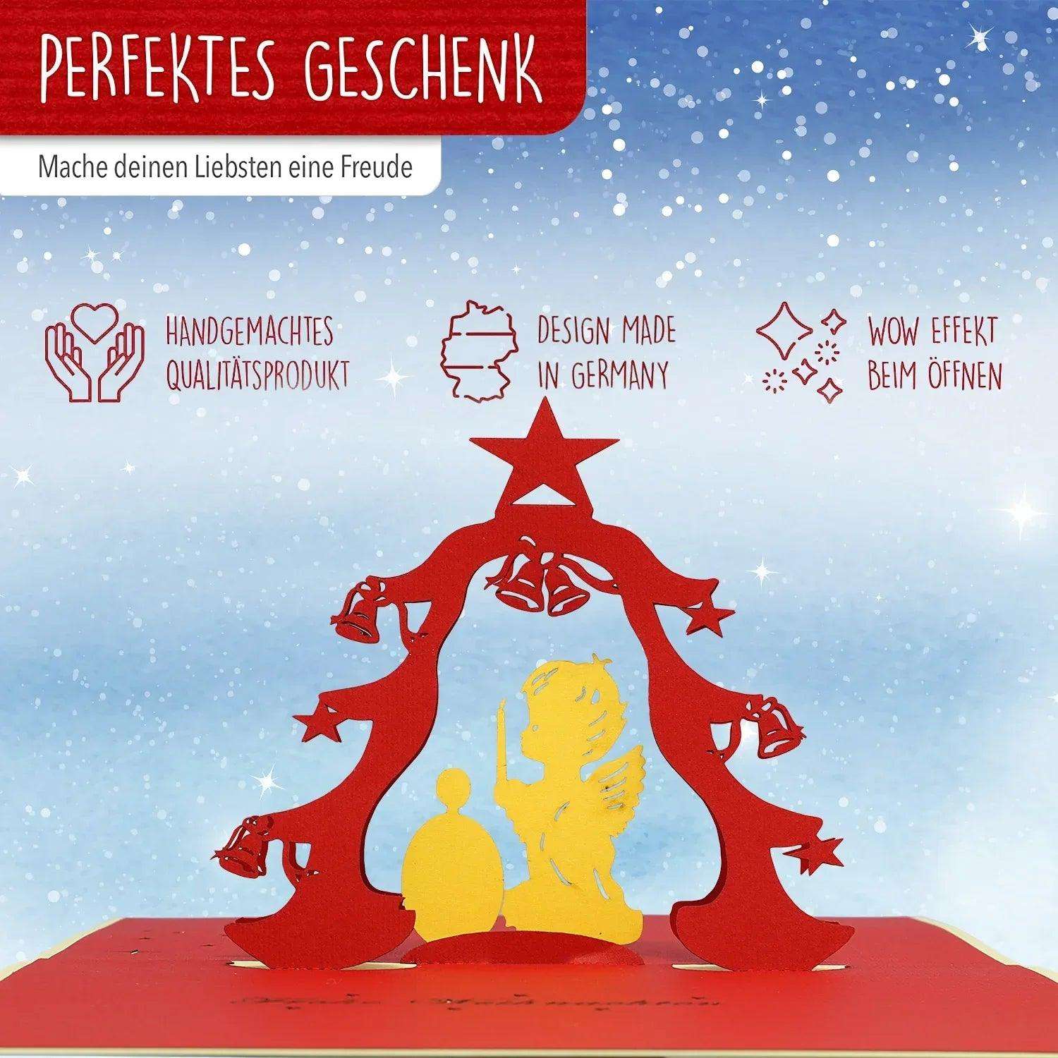 Pop Up Weihnachtskarte 3D - Christkind, Engel, Weihnachtsbaum, N402 LINPopUp N402
