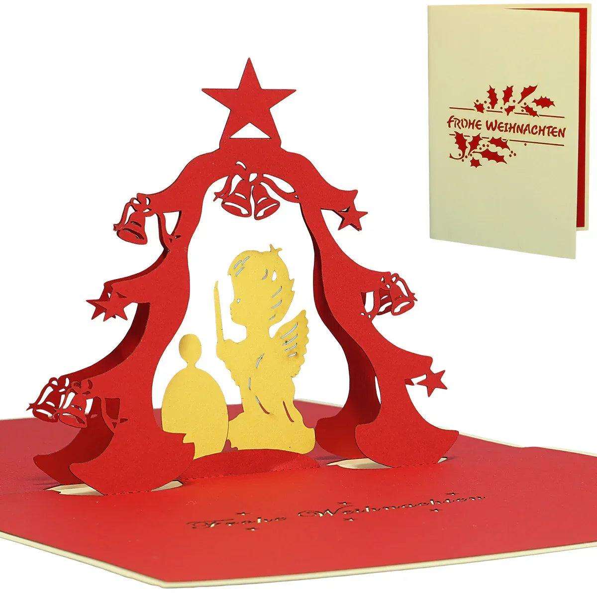 Pop Up Weihnachtskarte 3D - Christkind, Engel, Weihnachtsbaum, N402 LINPopUp N402