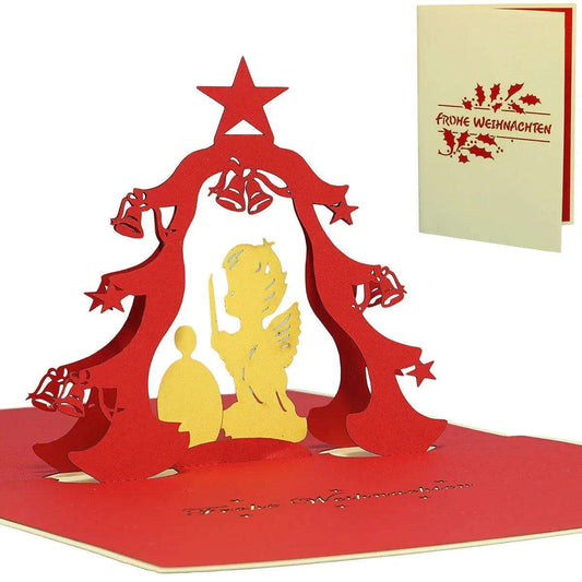 Pop Up Weihnachtskarte 3D - Christkind, Engel, Weihnachtsbaum, N402 - LINPopUp