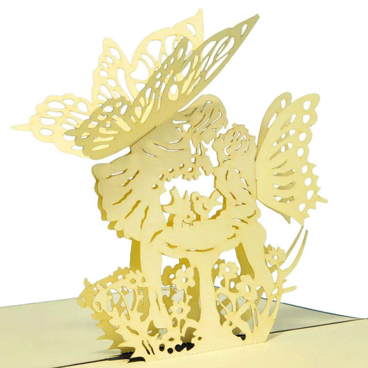 Hochzeitskarte Pop Up 3D - Glückwunschkarte zur Hochzeit, Küssende Elfen, blau, N70 - LINPopUp