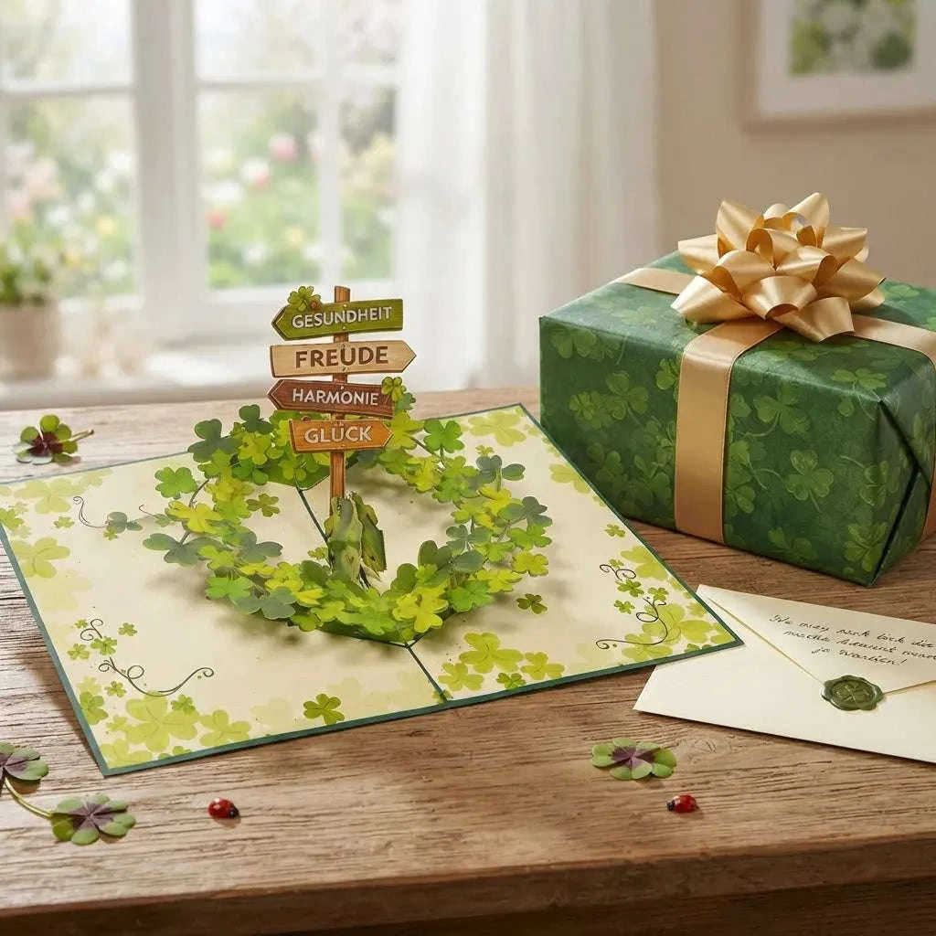 Rotierende Pop-Up-Karte, 3D Grußkarte, Kleeblätter  | LINpopUp LINPopUp N199-17890