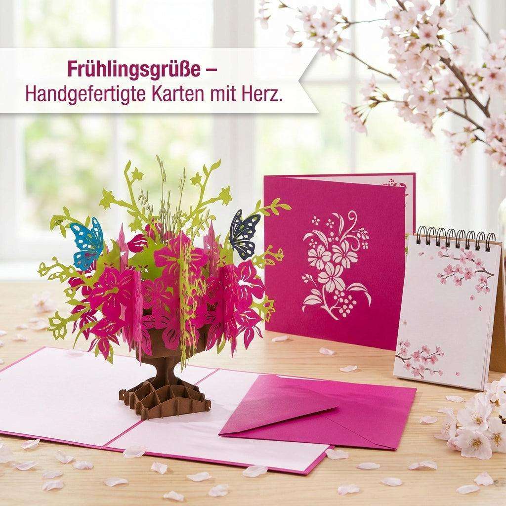 3D Pop-Up Karte Blumenkarte, Kirschblüte, N379 - LINPopUp