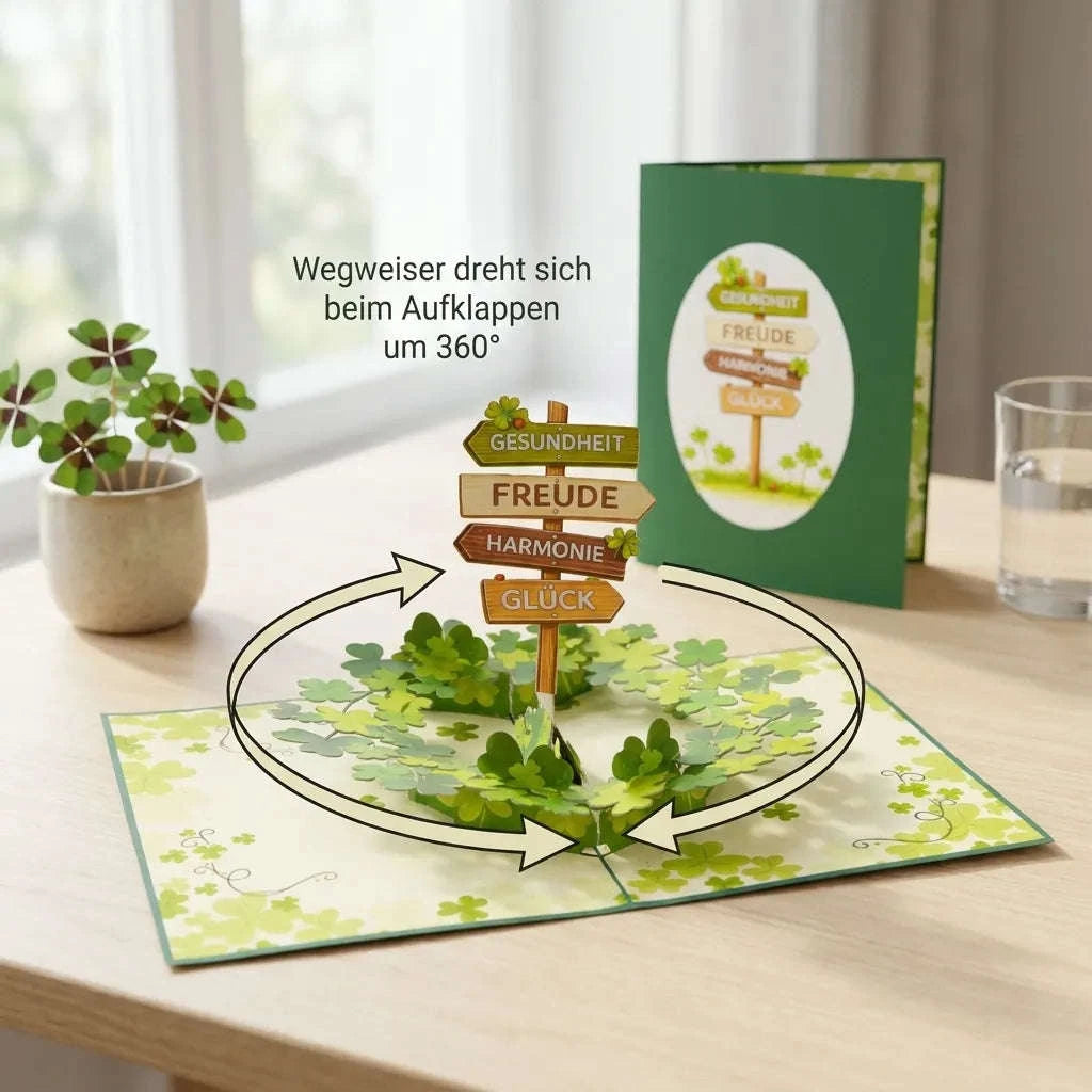 Pop-Up - rotierende Karte 3D Grußkarte, Kleeblätter  | LINpopUp LINPopUp N199-17890