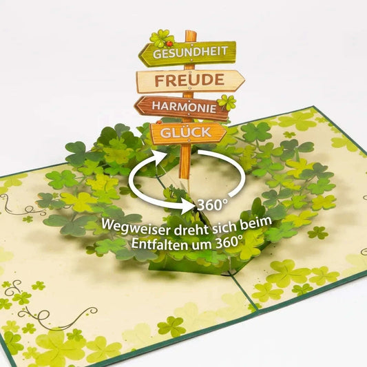 Pop-Up - rotierende Karte 3D Grußkarte, Kleeblätter  | LINpopUp LINPopUp N199-17890