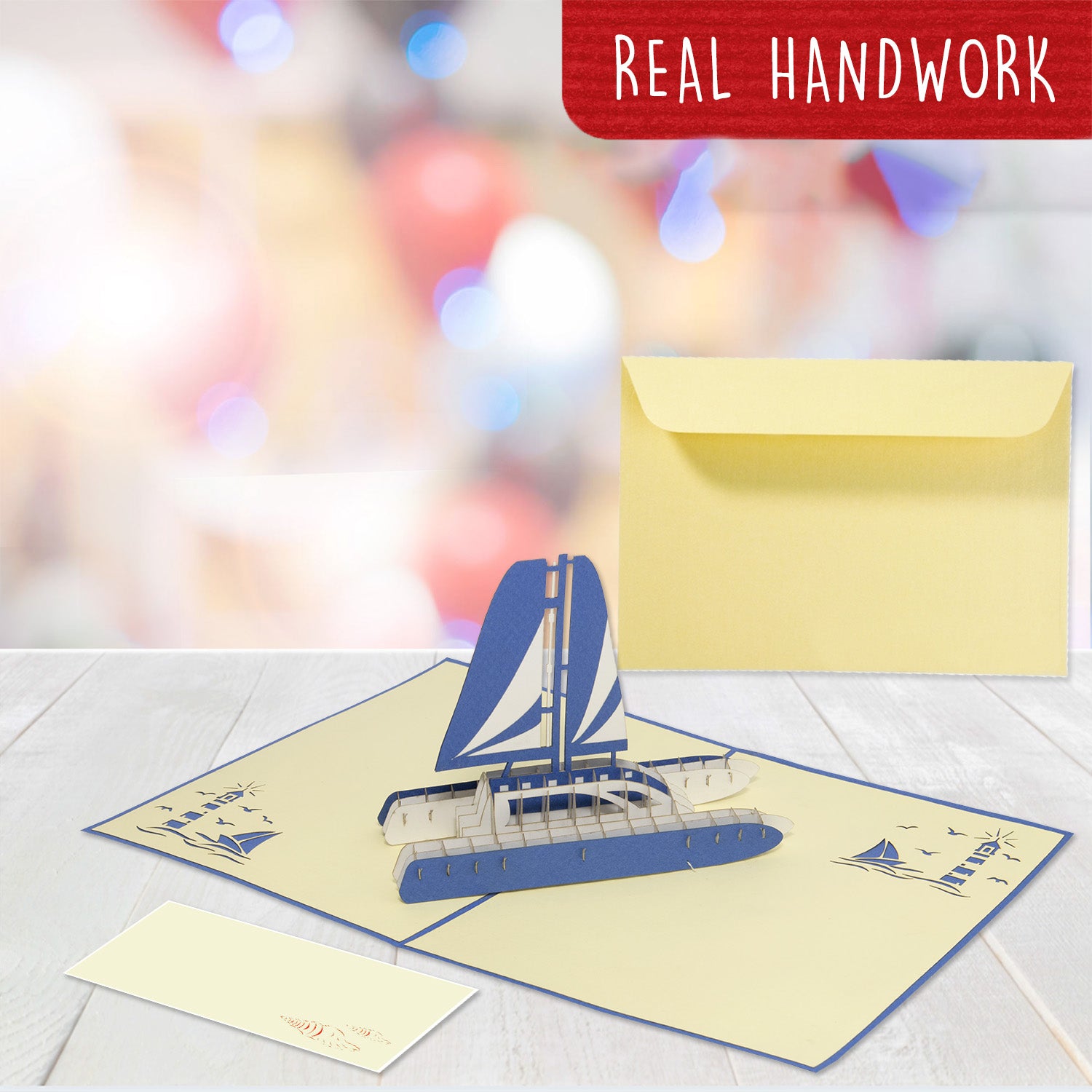 Pop-Up 3D Karte Schiff - Grußkarte mit Boot & Katamaran, N123