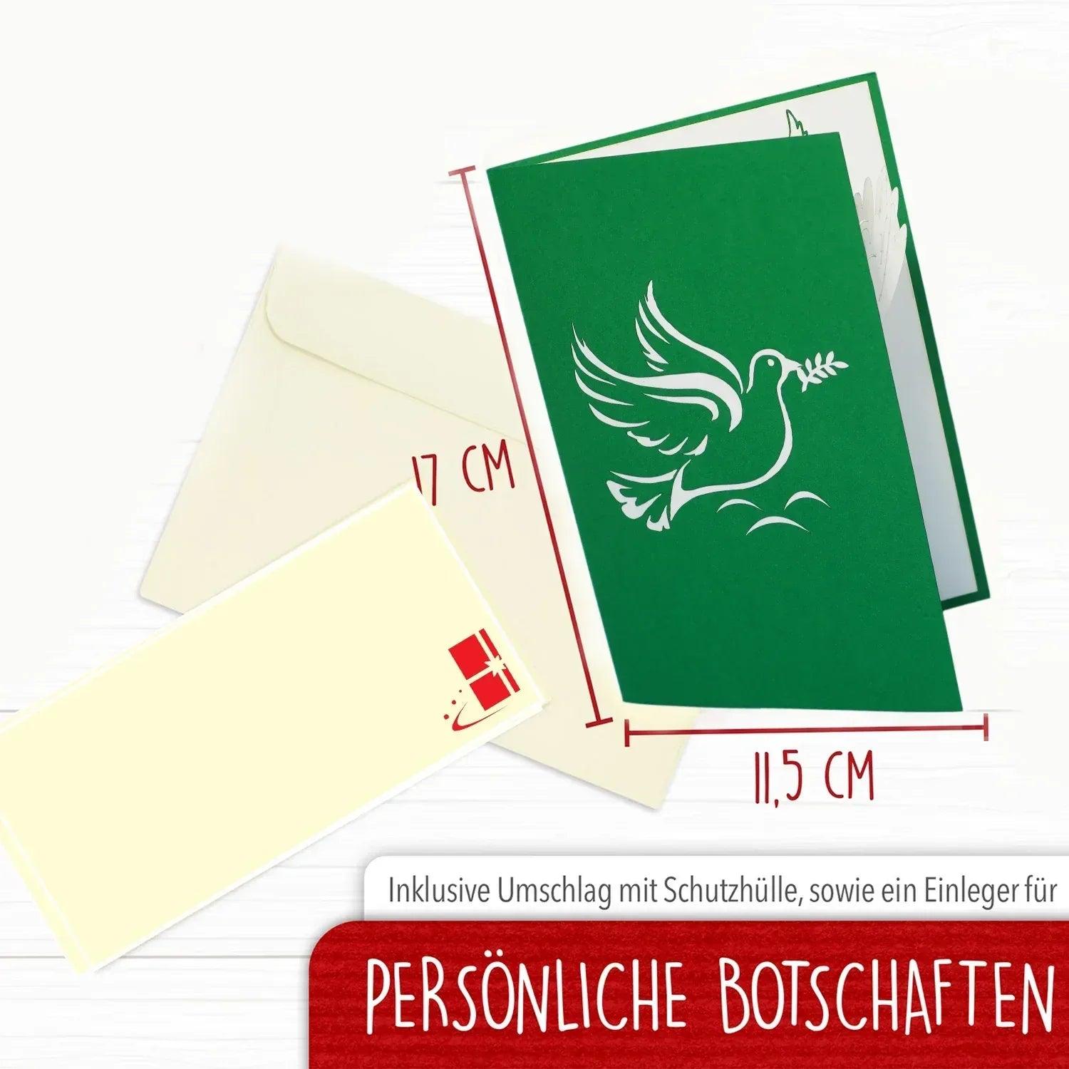 Pop-Up Karte Taube - 3D Grußkarte Konfirmation Kommunion Taufe, N715 - LINPopUp