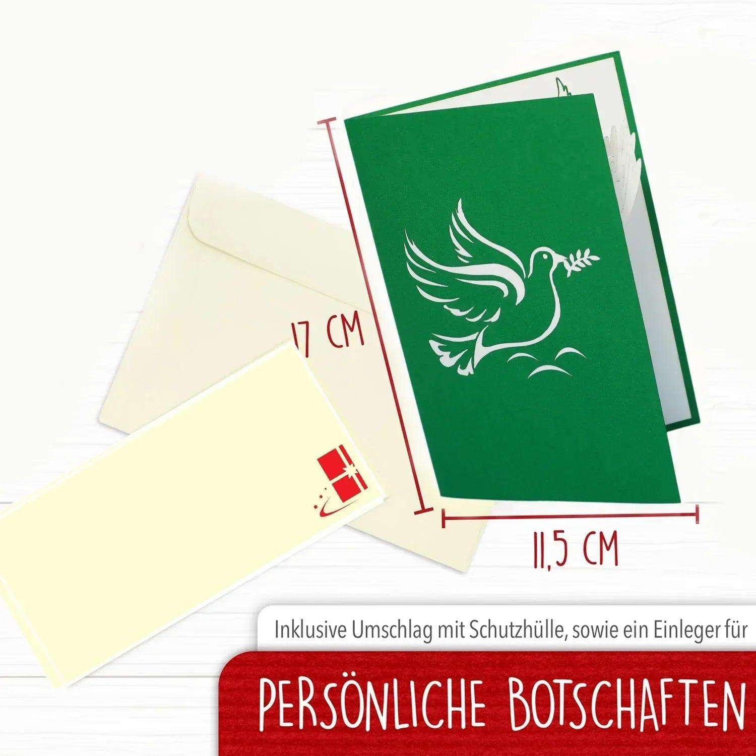 Pop-Up Karte Taube - 3D Grußkarte Konfirmation Kommunion Taufe, N715 - LINPopUp