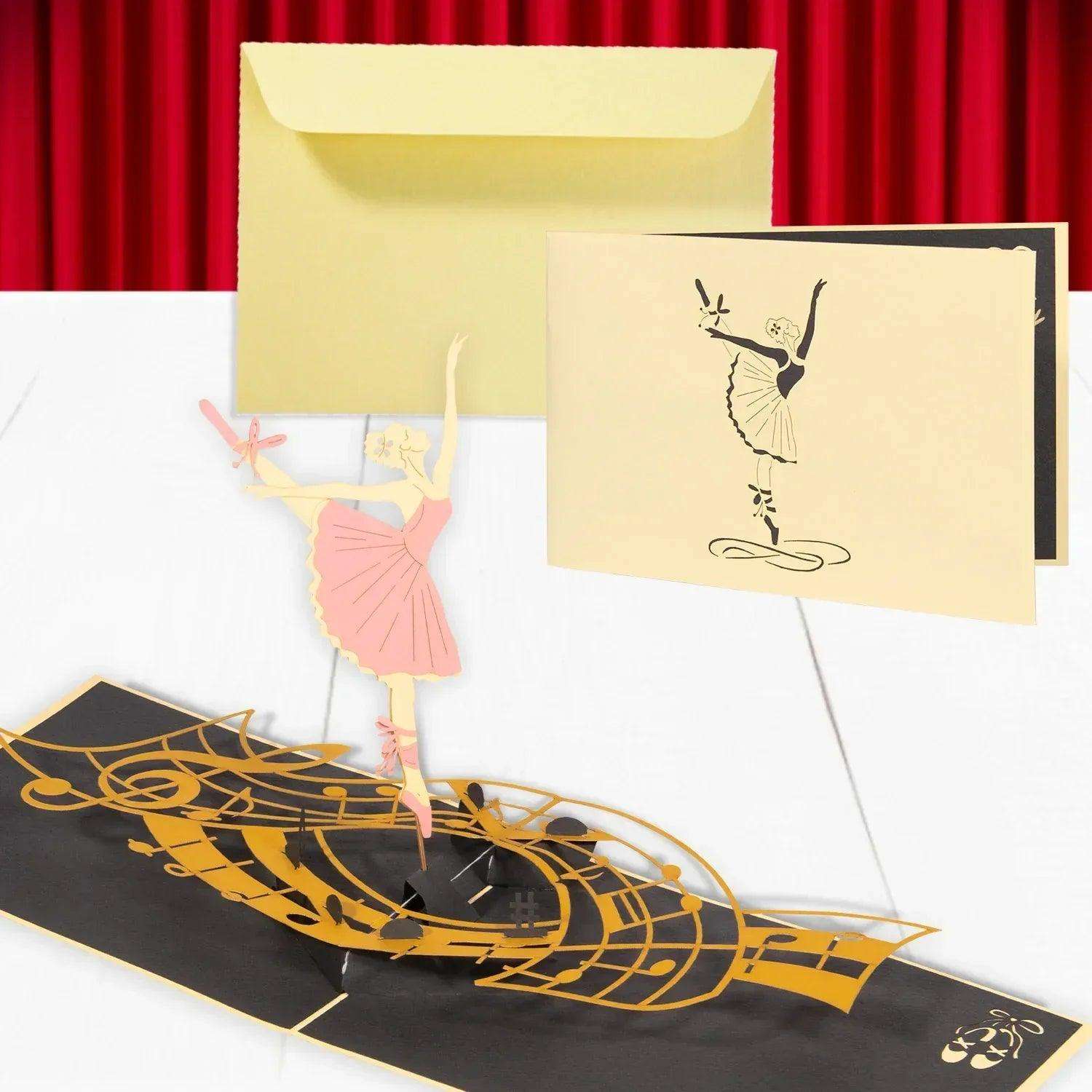 Pop-Up Karte Ballerina – 3D Rotierende Tanzkarte Tänzerinnen, N120 LINPopUp N120