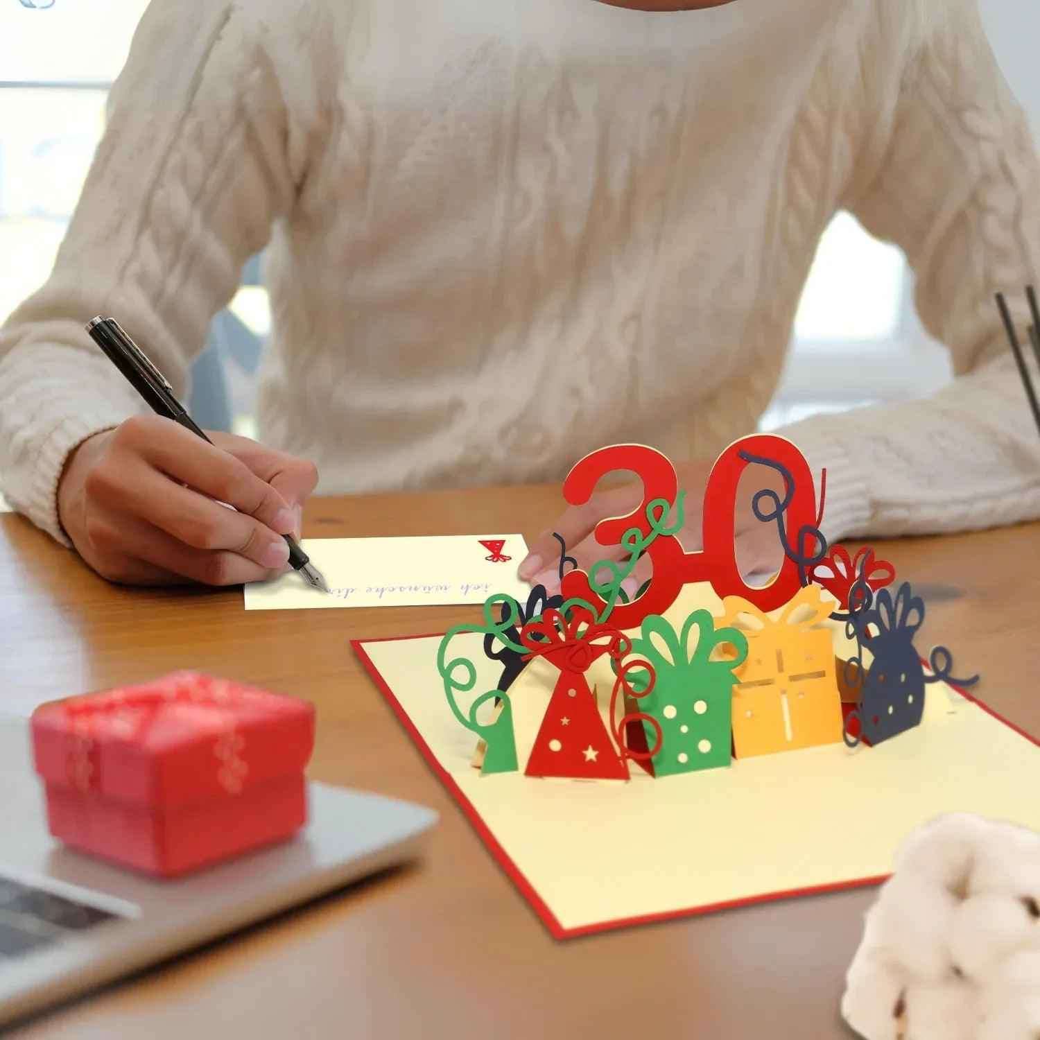 Pop-Up-Karte zum Geburtstag – Zahl 30, Geburtstagseinladung & Jubiläum, N241