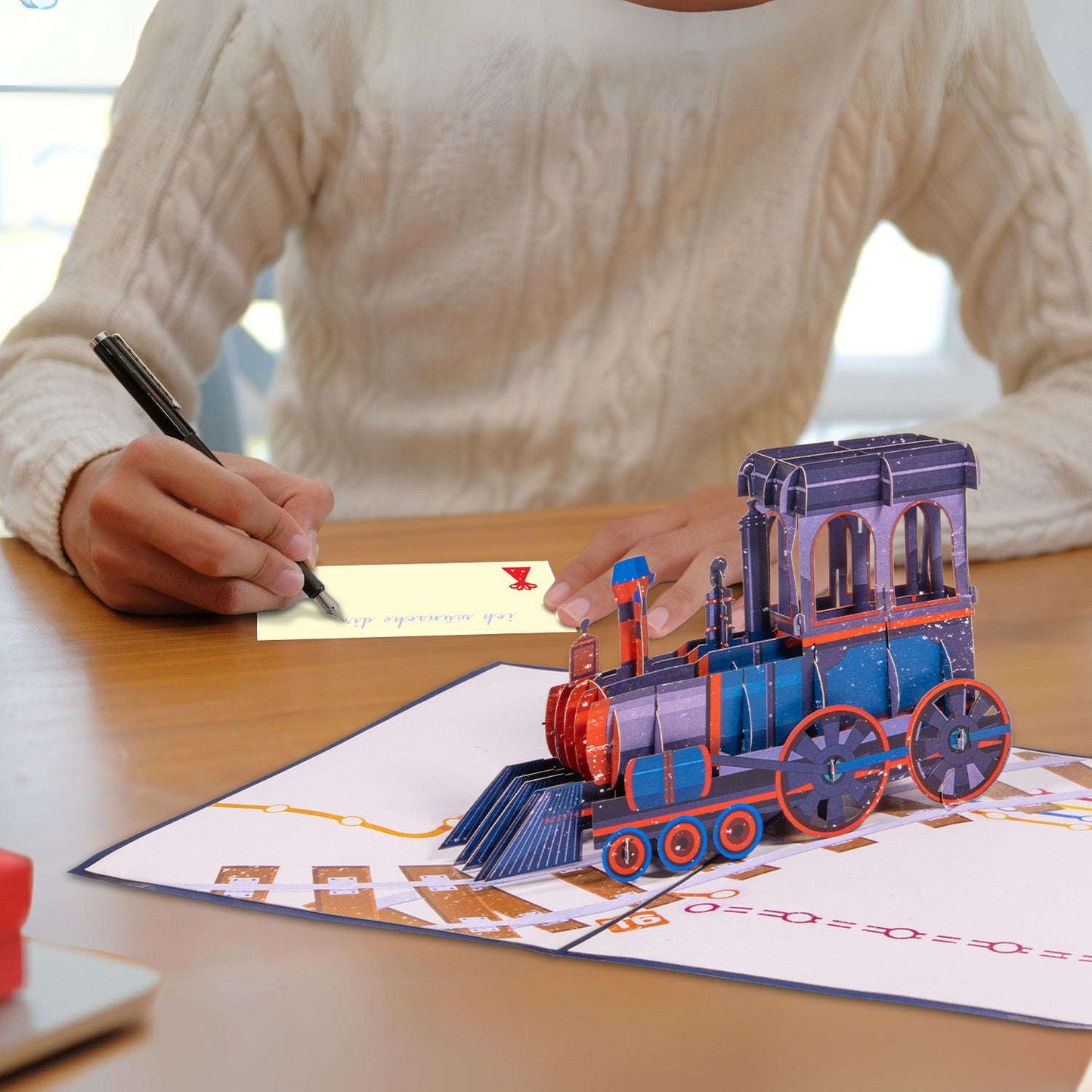 Pop Up Karte 3D Lokomotive Eisenbahn – Geburtstagskarte & Geschenkidee für Eisenbahn-Fans | LINPopUp LINPopUp 17182-N152