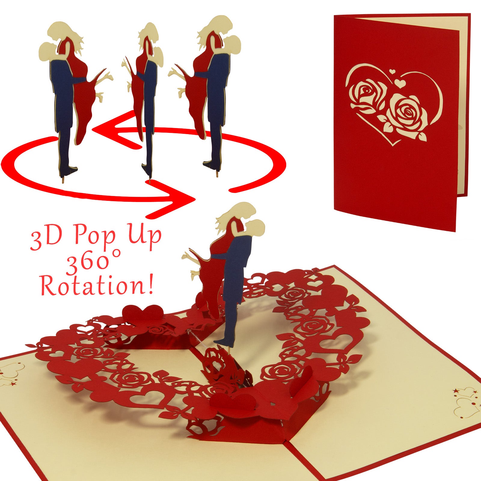 Hochzeitskarte 3D Pop-Up - Rotierendes Tanzendes Brautpaar mit Dreh-Effekt, N34
