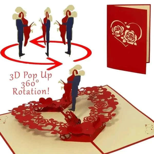 Pop Up Karte 3D Brautpaar Tanzend Drehend – Hochzeitskarte & Geldgeschenk LINPopUp 17834-N197