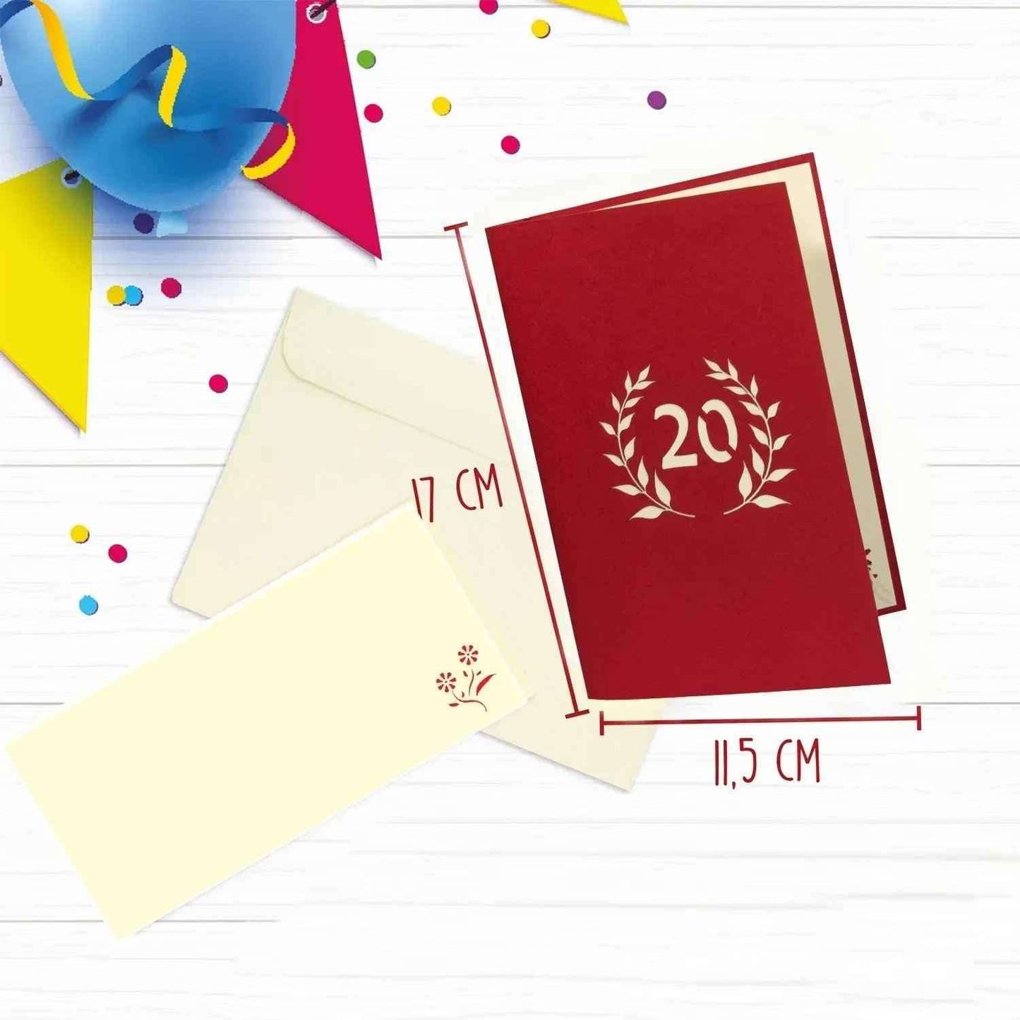Pop-Up-Karte zum Geburtstag – Zahl 20, Geburtstagseinladung & Jubiläum, N299